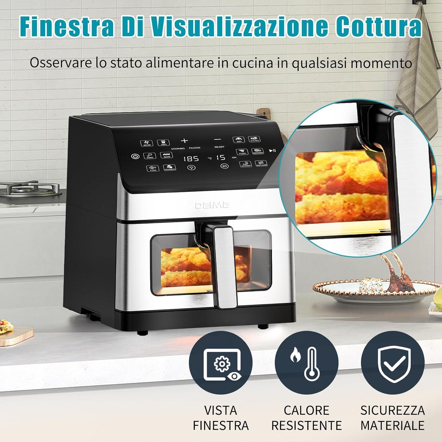 Freidora de Aire DEIME 6.5 QT 1700W 12-en-1 Saludable