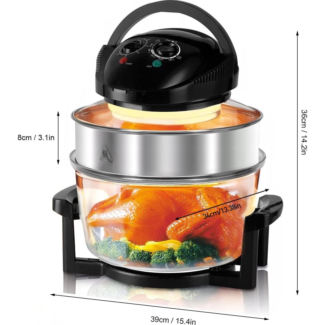 Freidora de Aire de Vidrio APSARAS USA 17 Cuartos 10 en 1