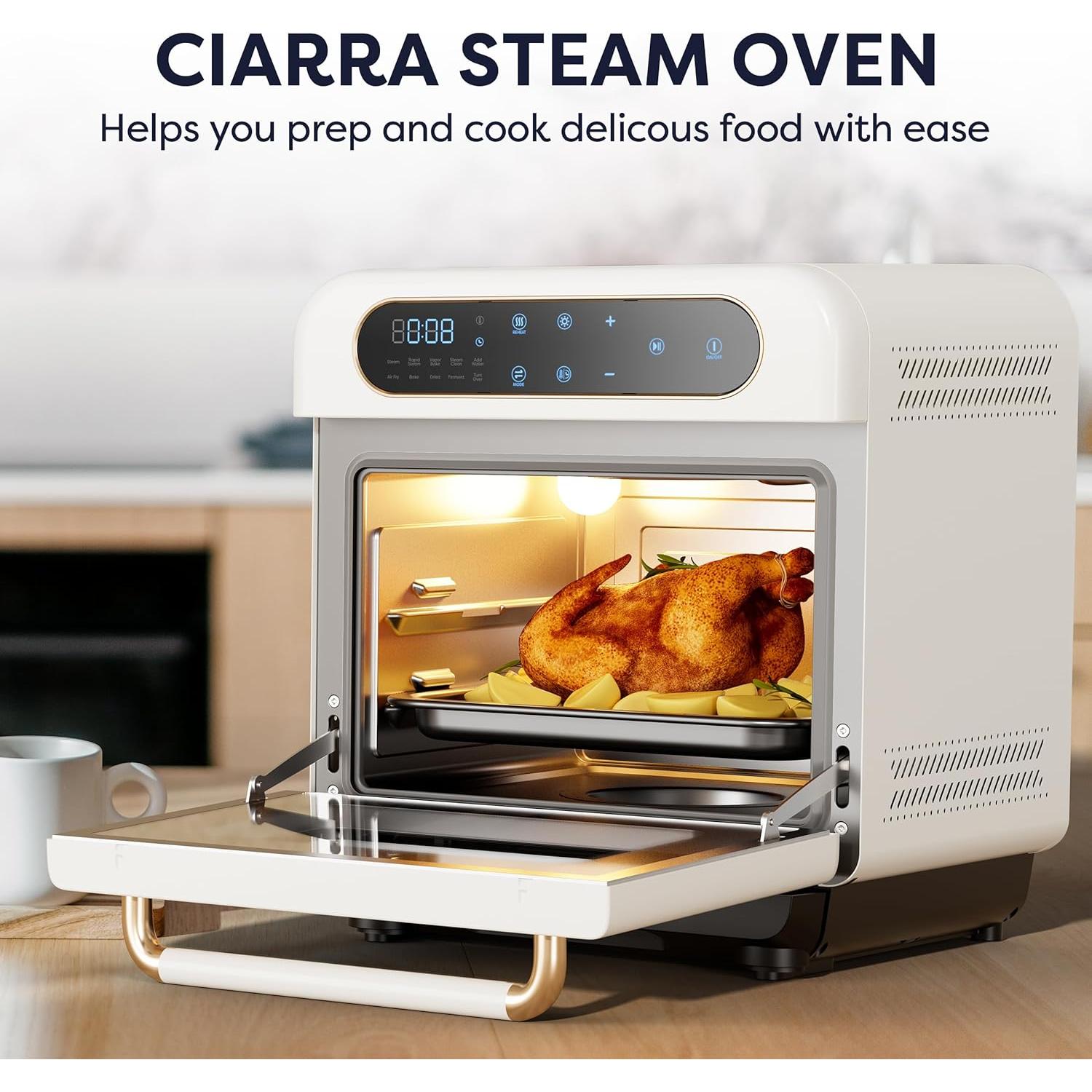 Horno de Aire 8-en-1 CIARRA 13QT Blanco con Vapor