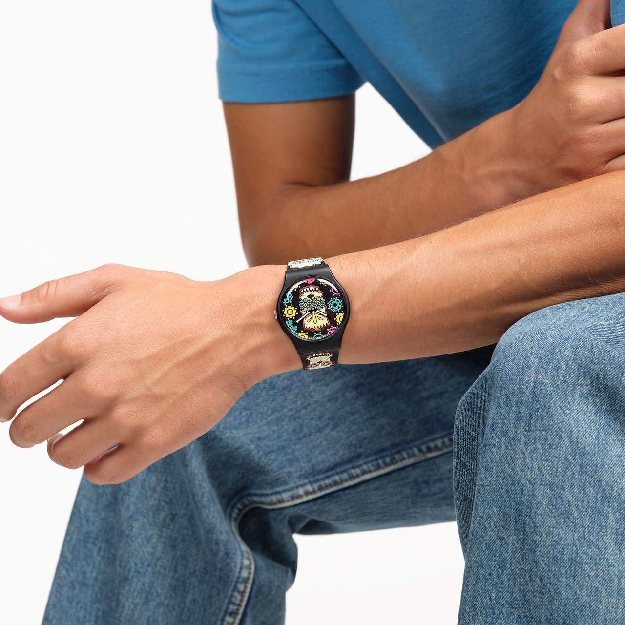 Reloj Swatch New Gent D'Oh de Los Muertos 41mm Cuarzo Negro