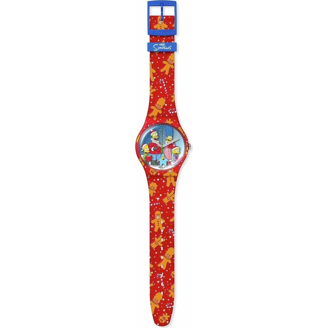Reloj Swatch New Gent Los Simpsons Rojo 41mm Cuarzo Impermeable