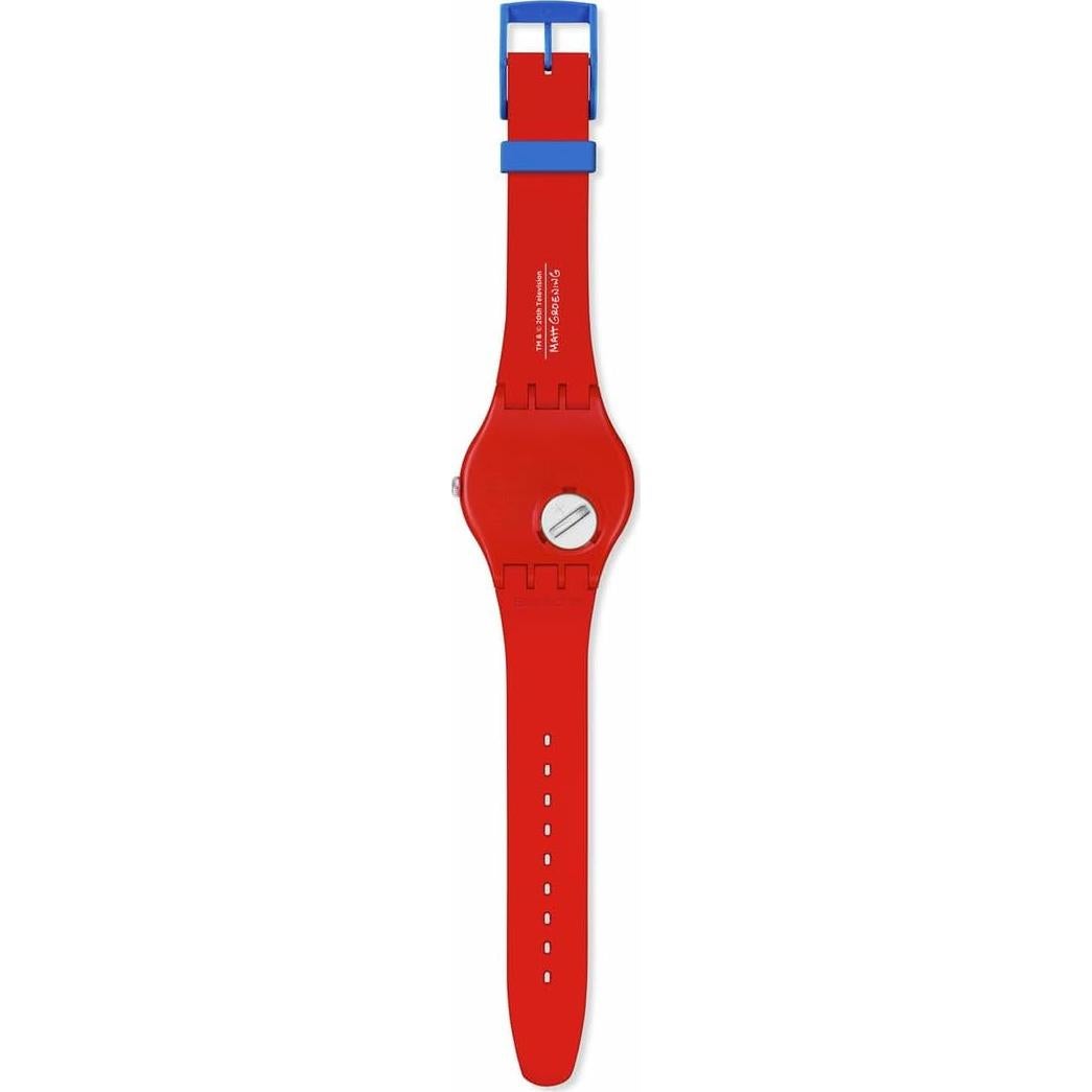 Reloj Swatch New Gent Los Simpsons Rojo 41mm Cuarzo Impermeable