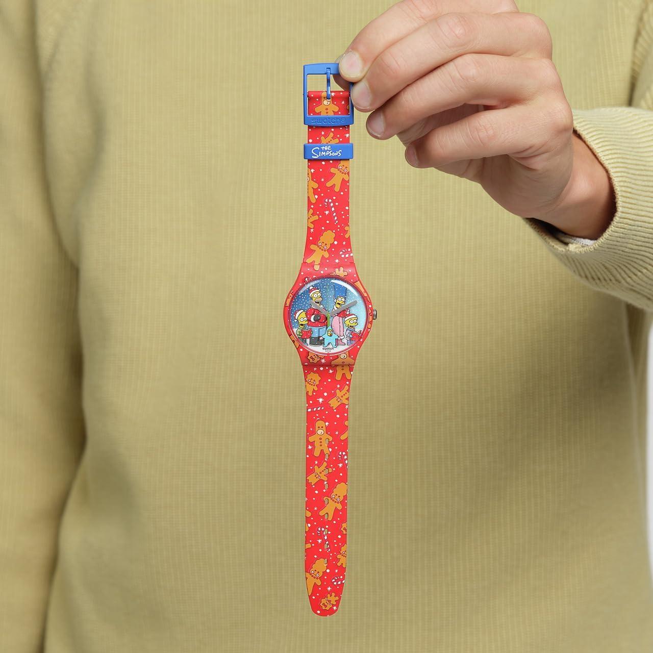Reloj Swatch New Gent Los Simpsons Rojo 41mm Cuarzo Impermeable