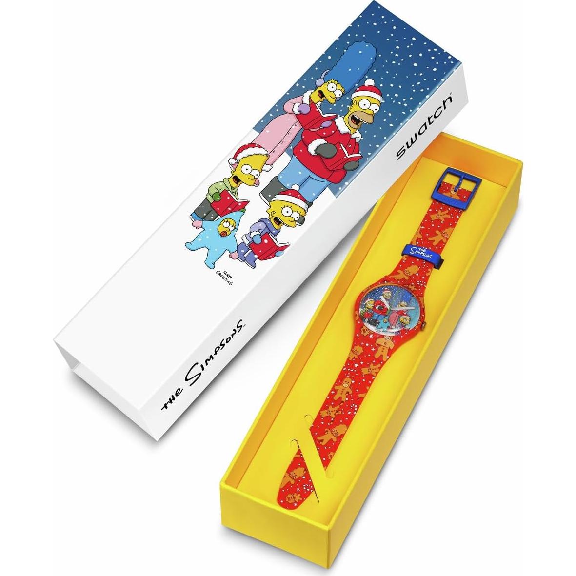 Reloj Swatch New Gent Los Simpsons Rojo 41mm Cuarzo Impermeable