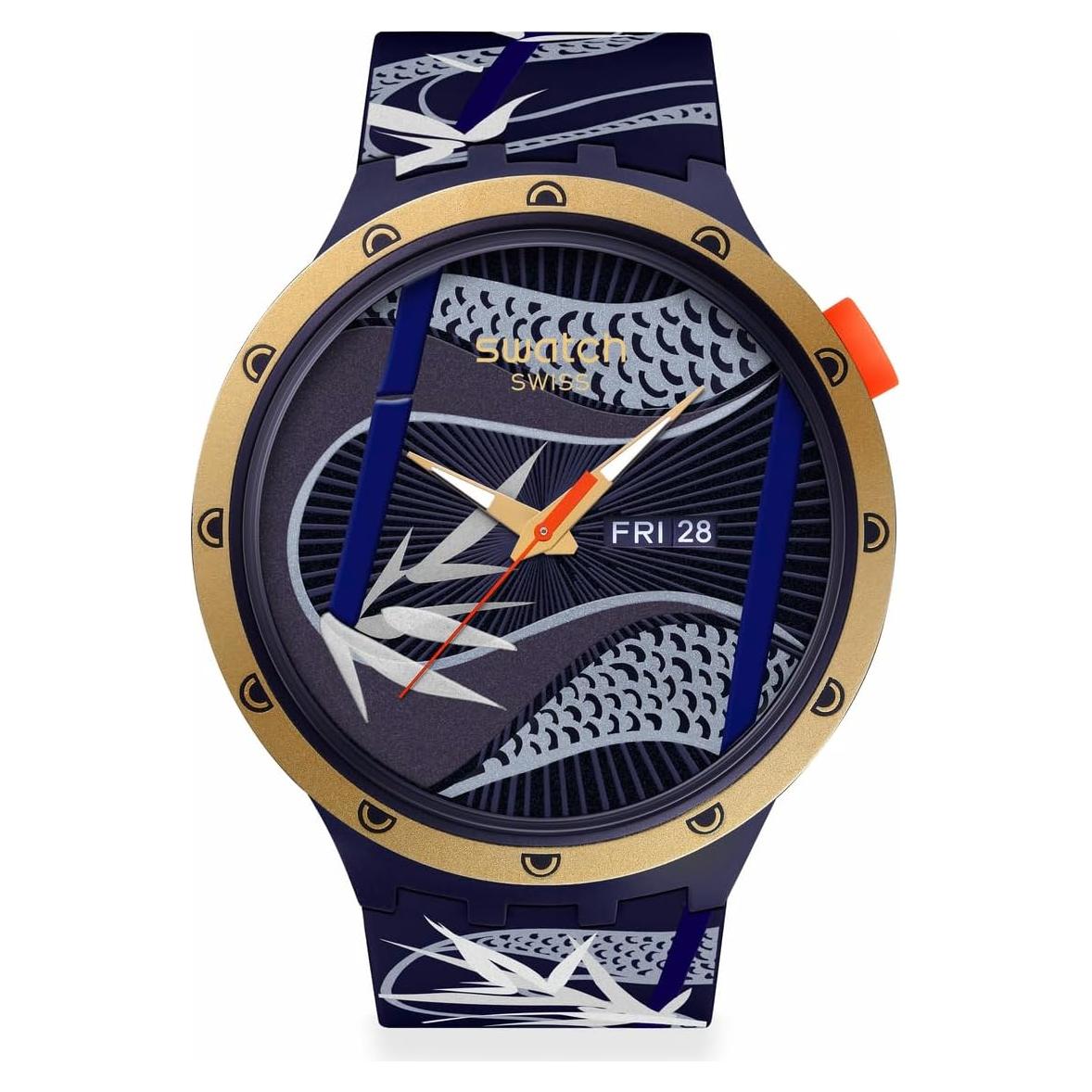 Reloj Unisex Swatch Big Bold Biosourced 47mm Azul y Dorado