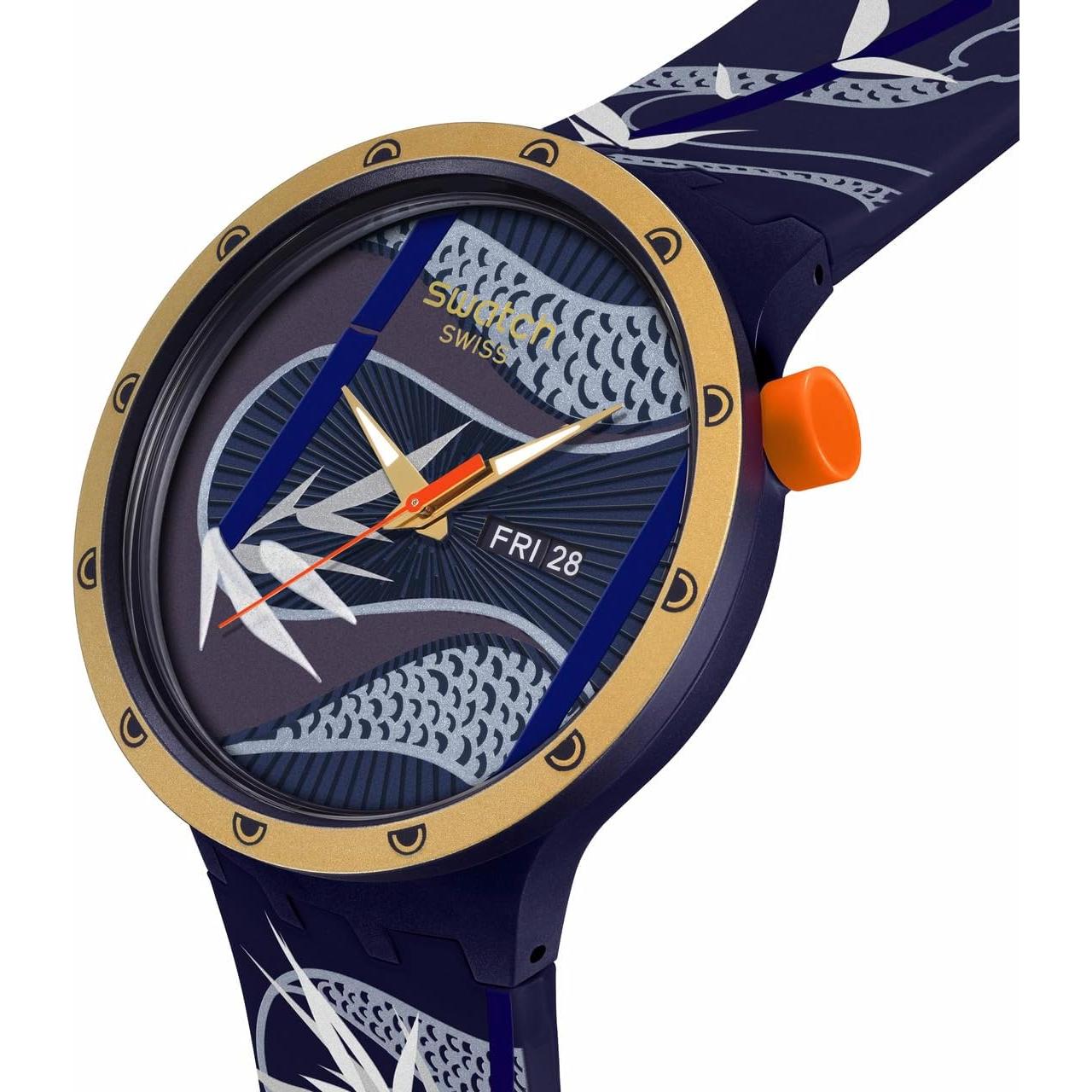 Reloj Unisex Swatch Big Bold Biosourced 47mm Azul y Dorado