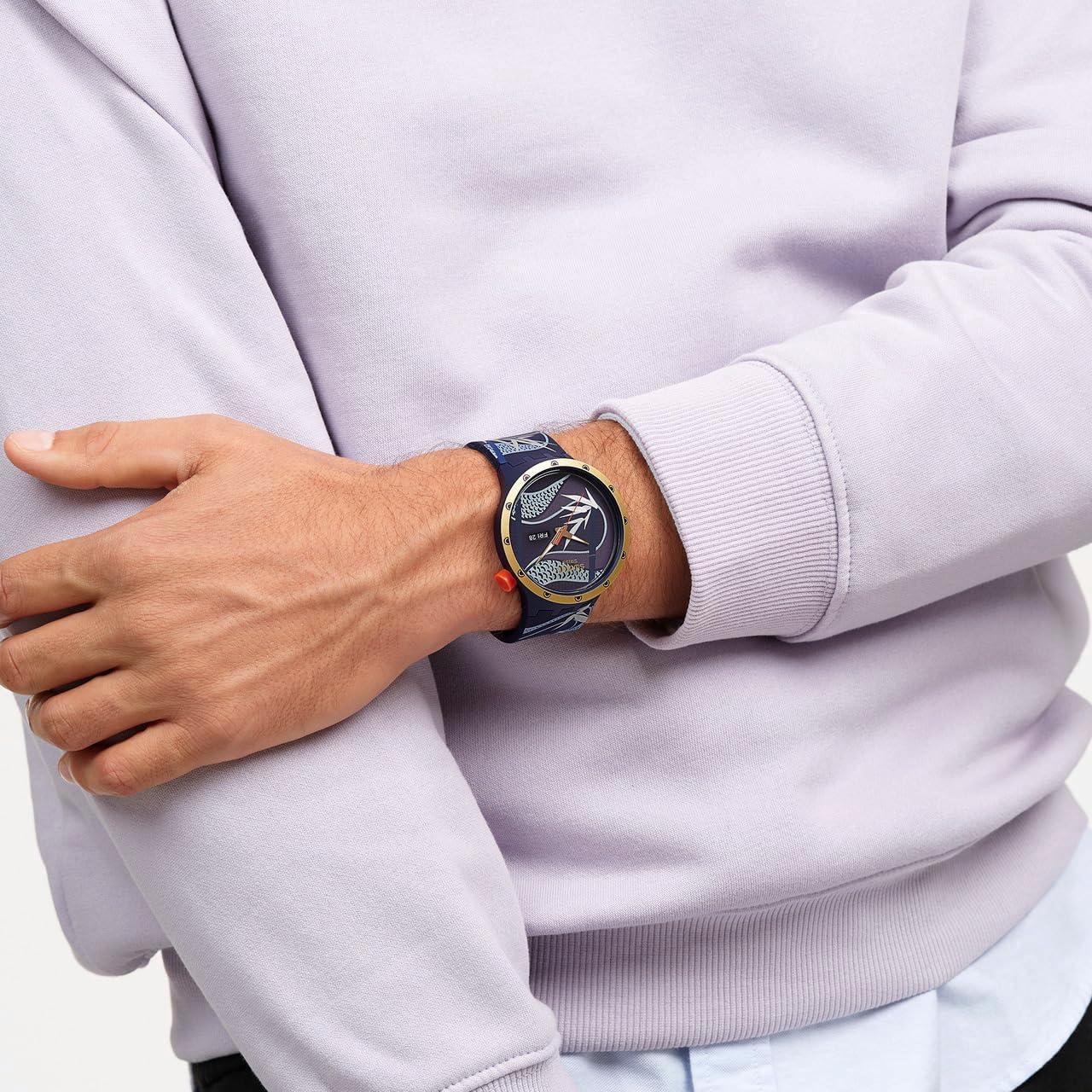 Reloj Unisex Swatch Big Bold Biosourced 47mm Azul y Dorado