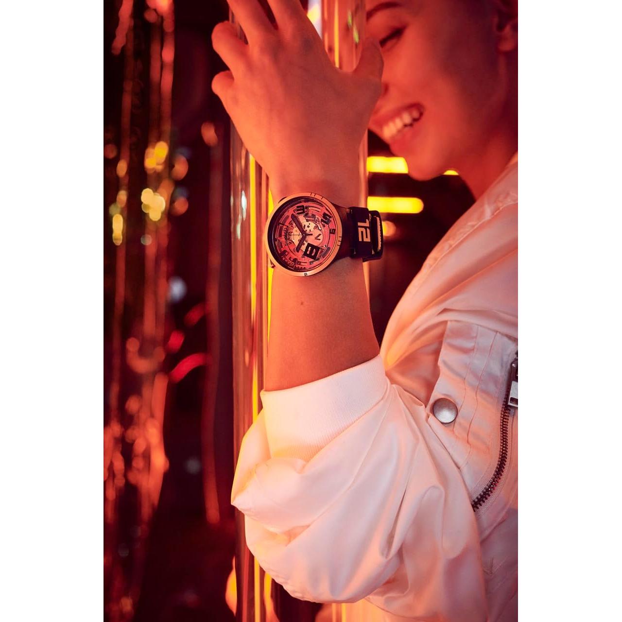 Reloj Unisex Swatch Big Bold Lacquered 41mm Automático Negro