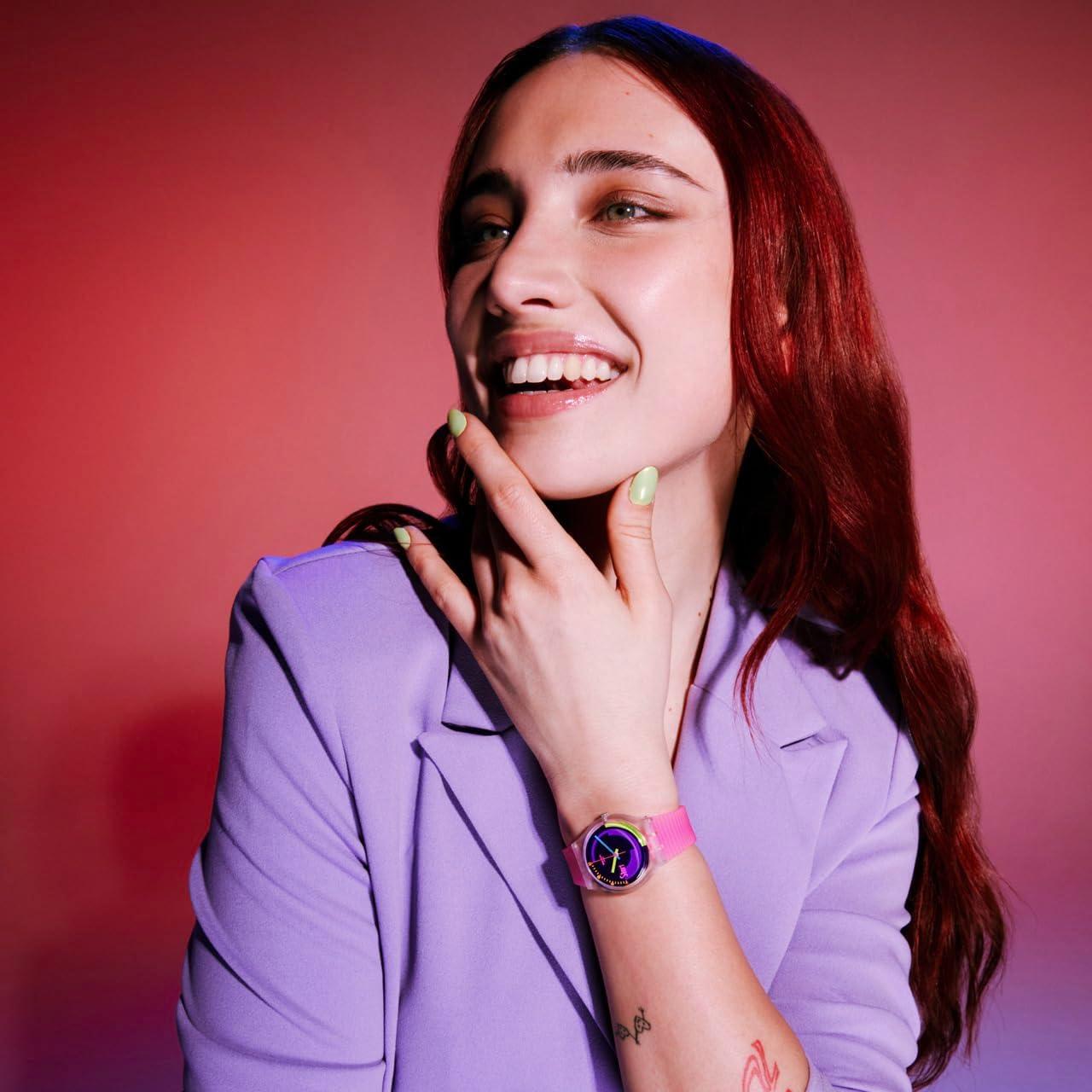 Reloj Swatch Gent Biosourced Unisex Rosa Neón 34mm Cuarzo