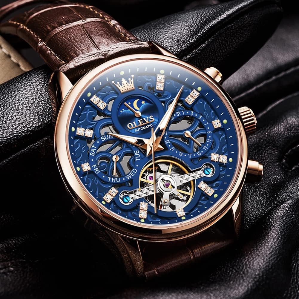 Reloj Mecánico Automático OLEVS para Hombre Cuero Marrón