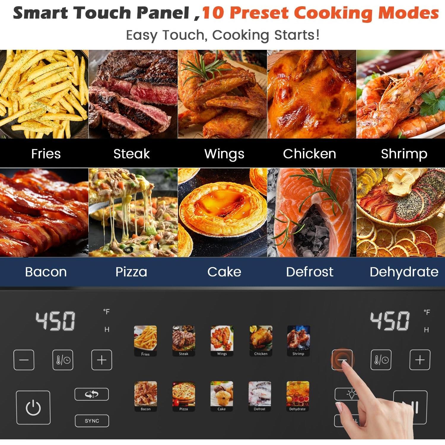 Freidora de Aire Doble Cesta Kaitol KAF03 10QT Digital 12 en 1