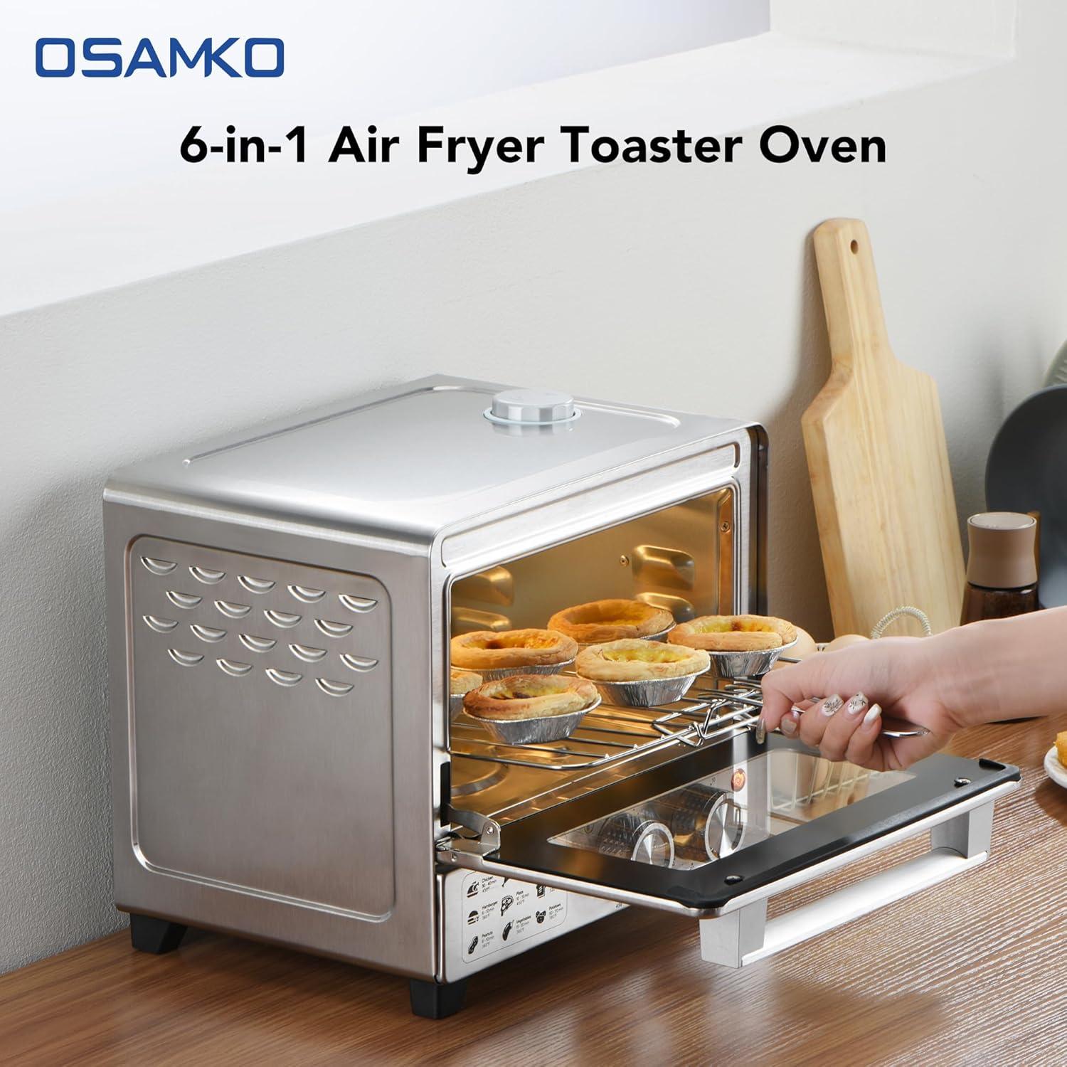 Horno Tostador de Aire OSAMKO 12L 6 en 1 Acero Inoxidable