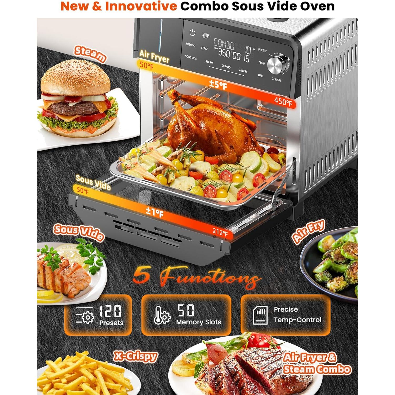 Horno de Vapor Sous Vide Nuwave 16 Cuartos Acero Inoxidable