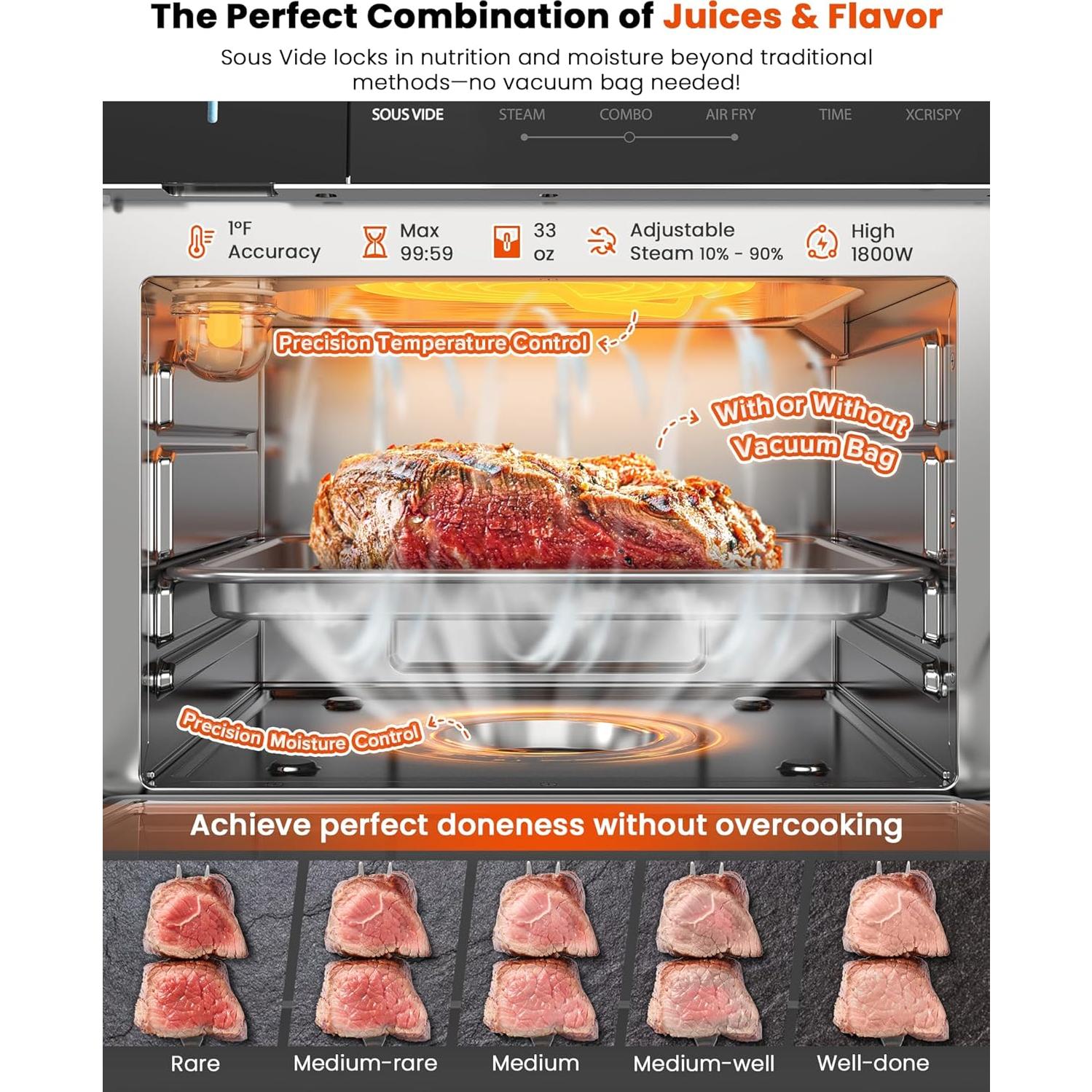 Horno de Vapor Sous Vide Nuwave 16 Cuartos Acero Inoxidable