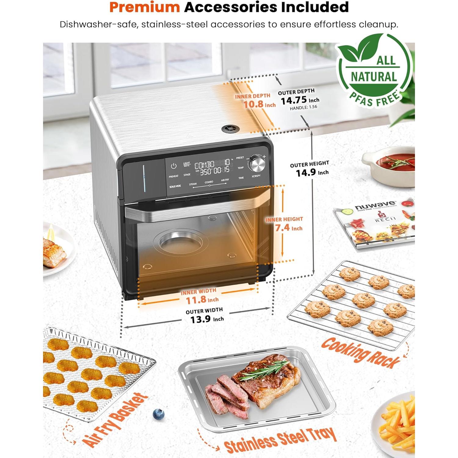 Horno de Vapor Sous Vide Nuwave 16 Cuartos Acero Inoxidable