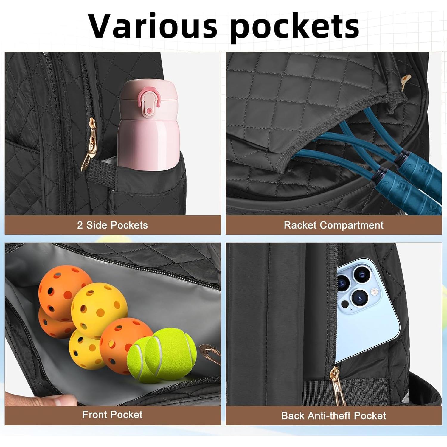 Mochila de Tenis Acolchada BEEYEO 44.96x30 cm Multifuncional