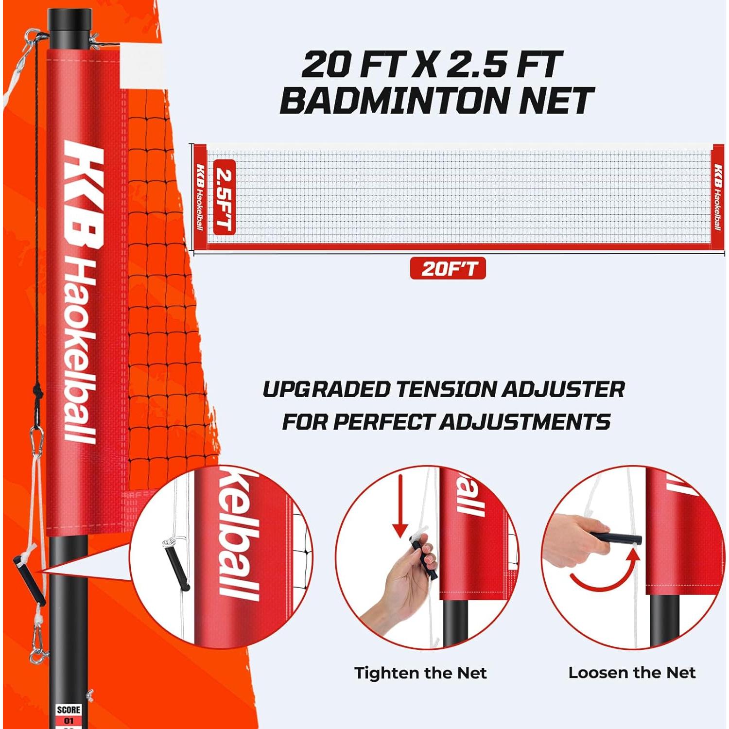 Juego de Bádminton Haokelball con Red Portátil y 4 Raquetas