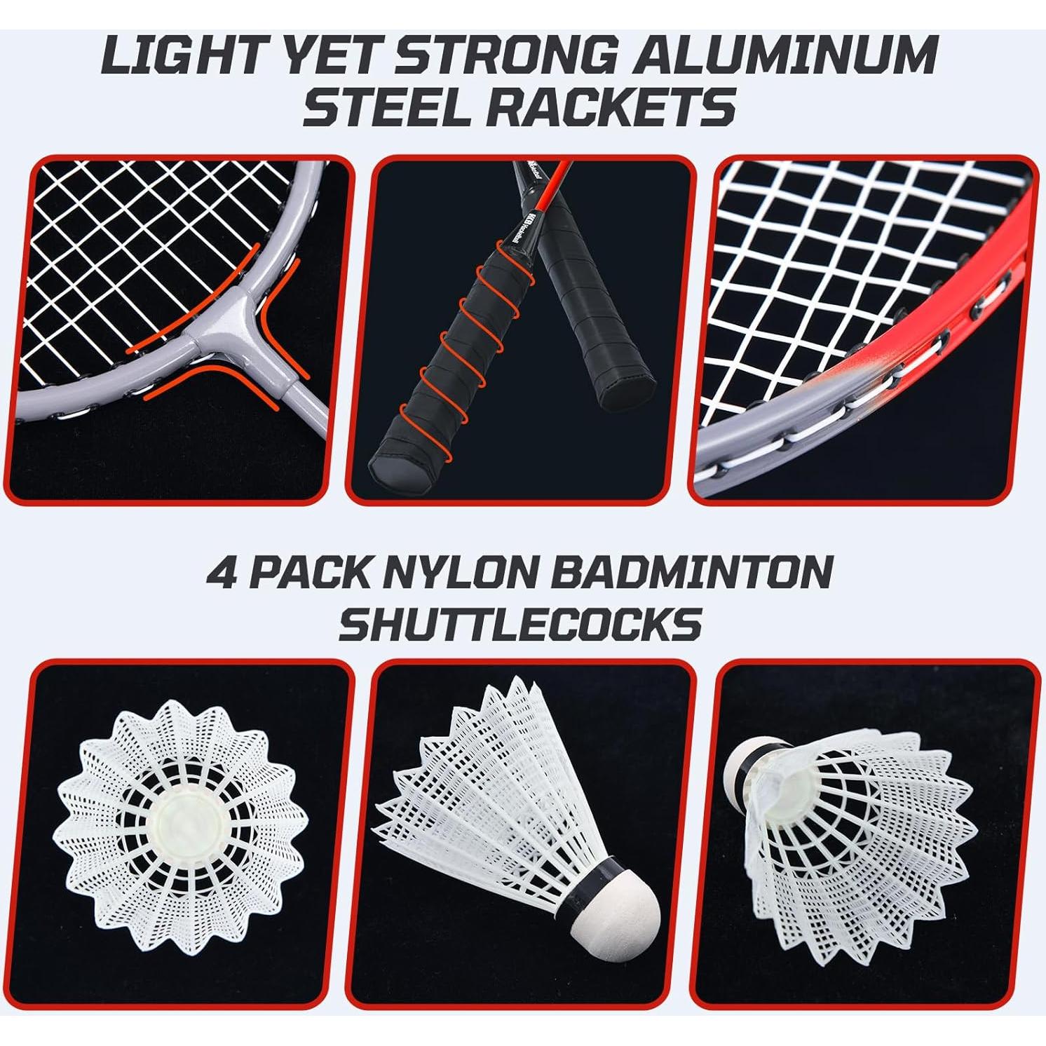 Juego de Bádminton Haokelball con Red Portátil y 4 Raquetas