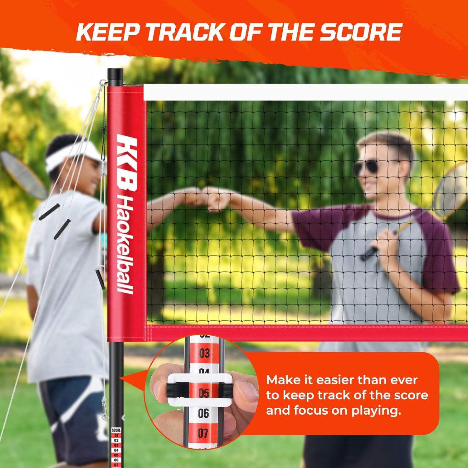 Juego de Bádminton Haokelball con Red Portátil y 4 Raquetas