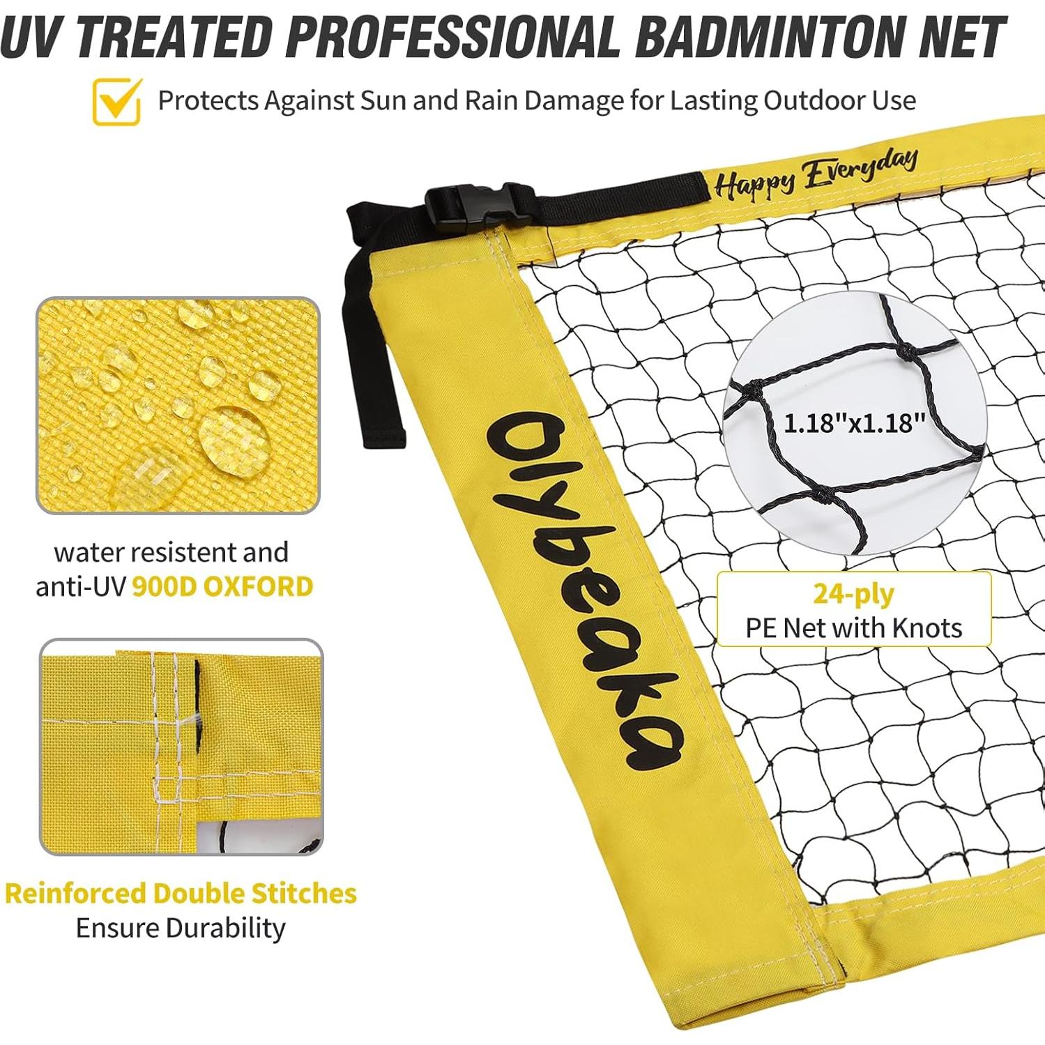 Juego de Red de Bádminton Olybeaka 6.1m con 4 Raquetas y Bolsa