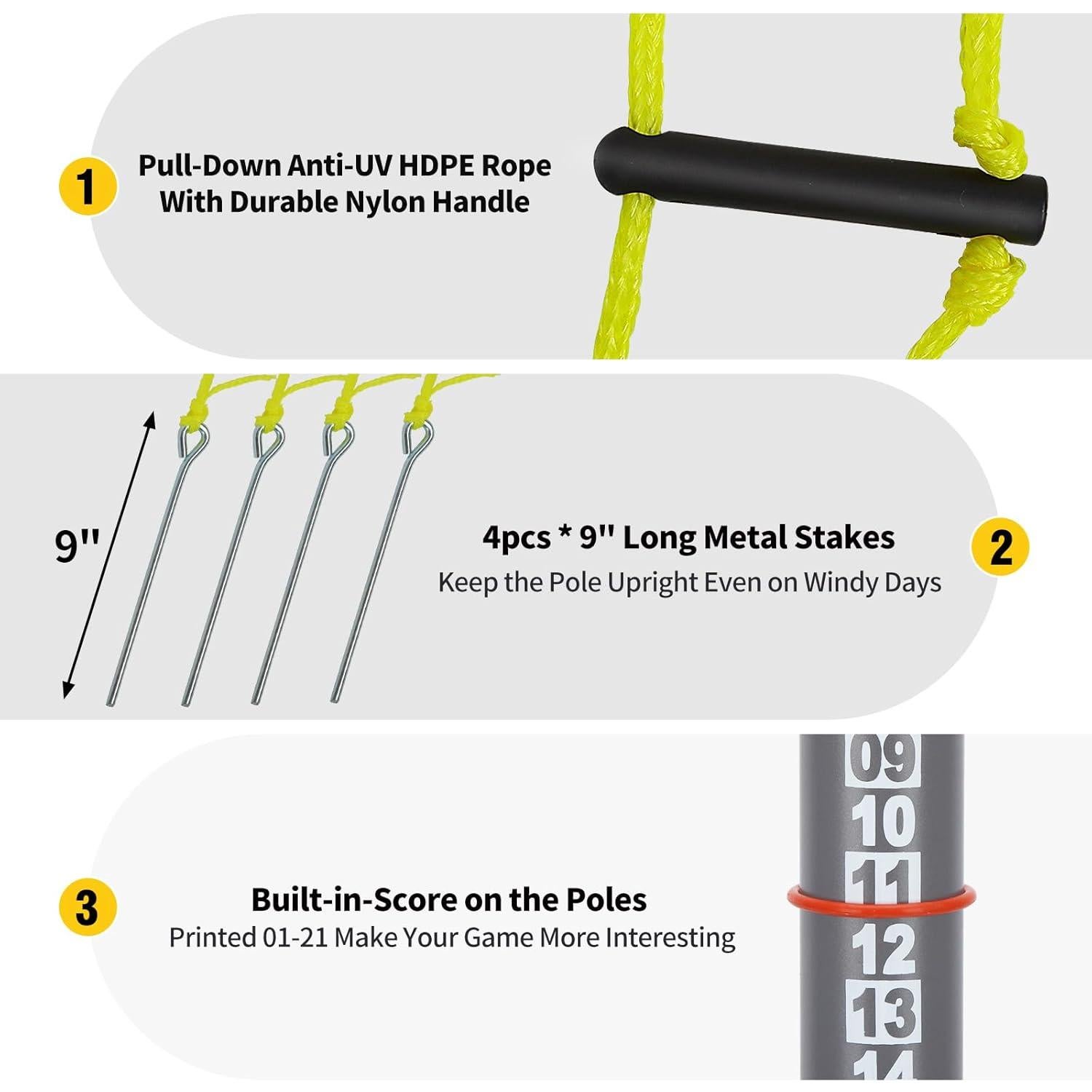 Juego de Red de Bádminton Olybeaka 6.1m con 4 Raquetas y Bolsa