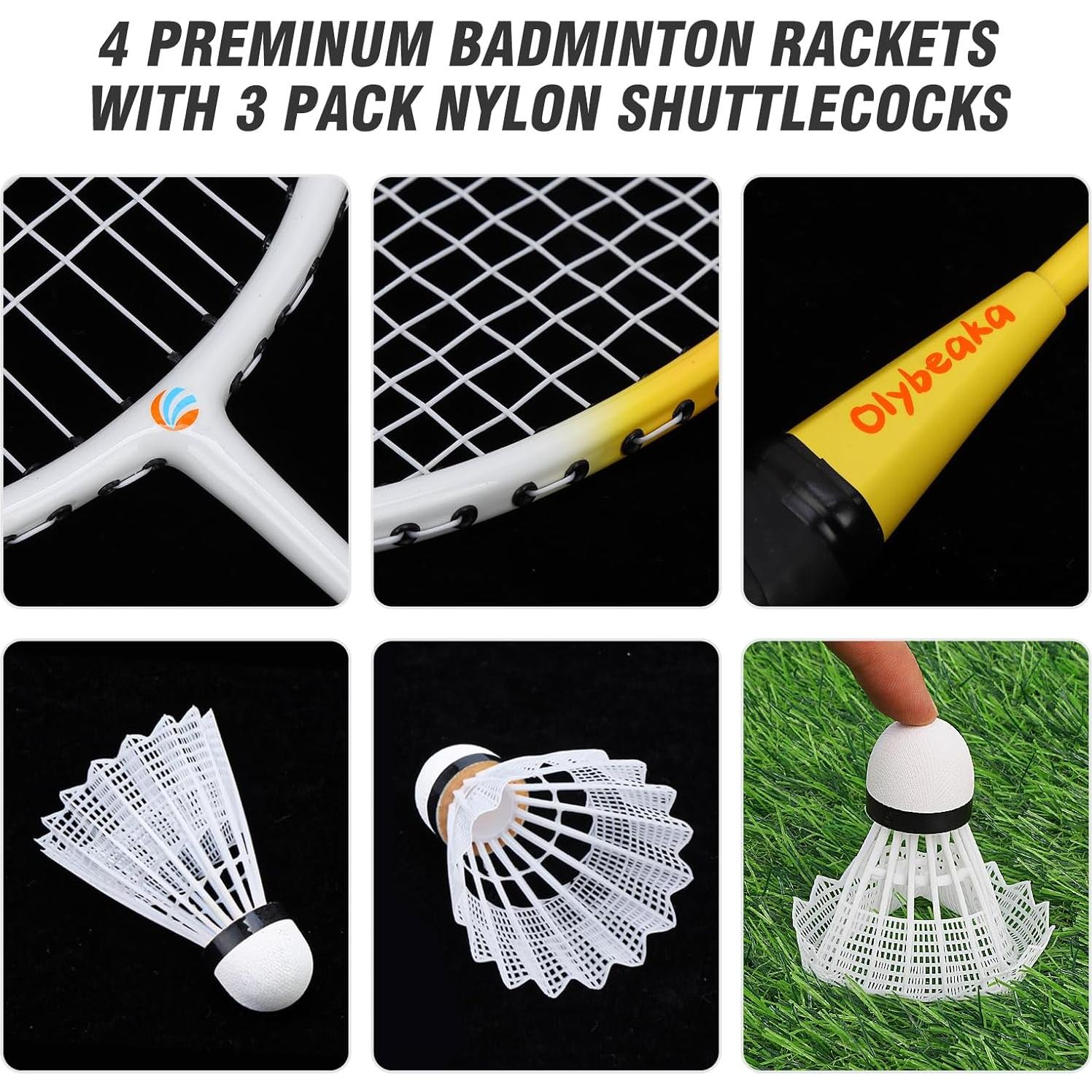 Juego de Red de Bádminton Olybeaka 6.1m con 4 Raquetas y Bolsa