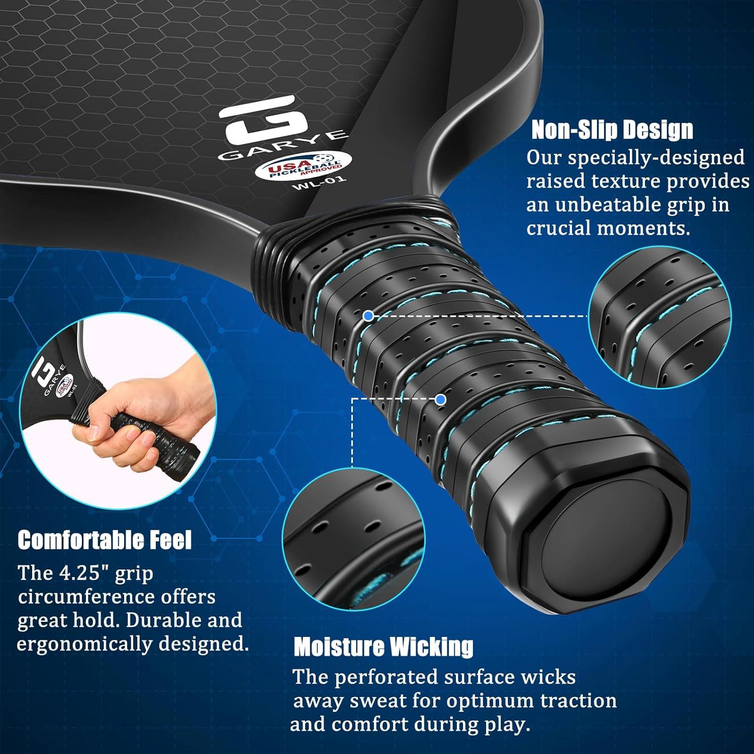 Juego de Palas de Pickleball GARYE WL-01 - 4 Palas y 6 Pelotas