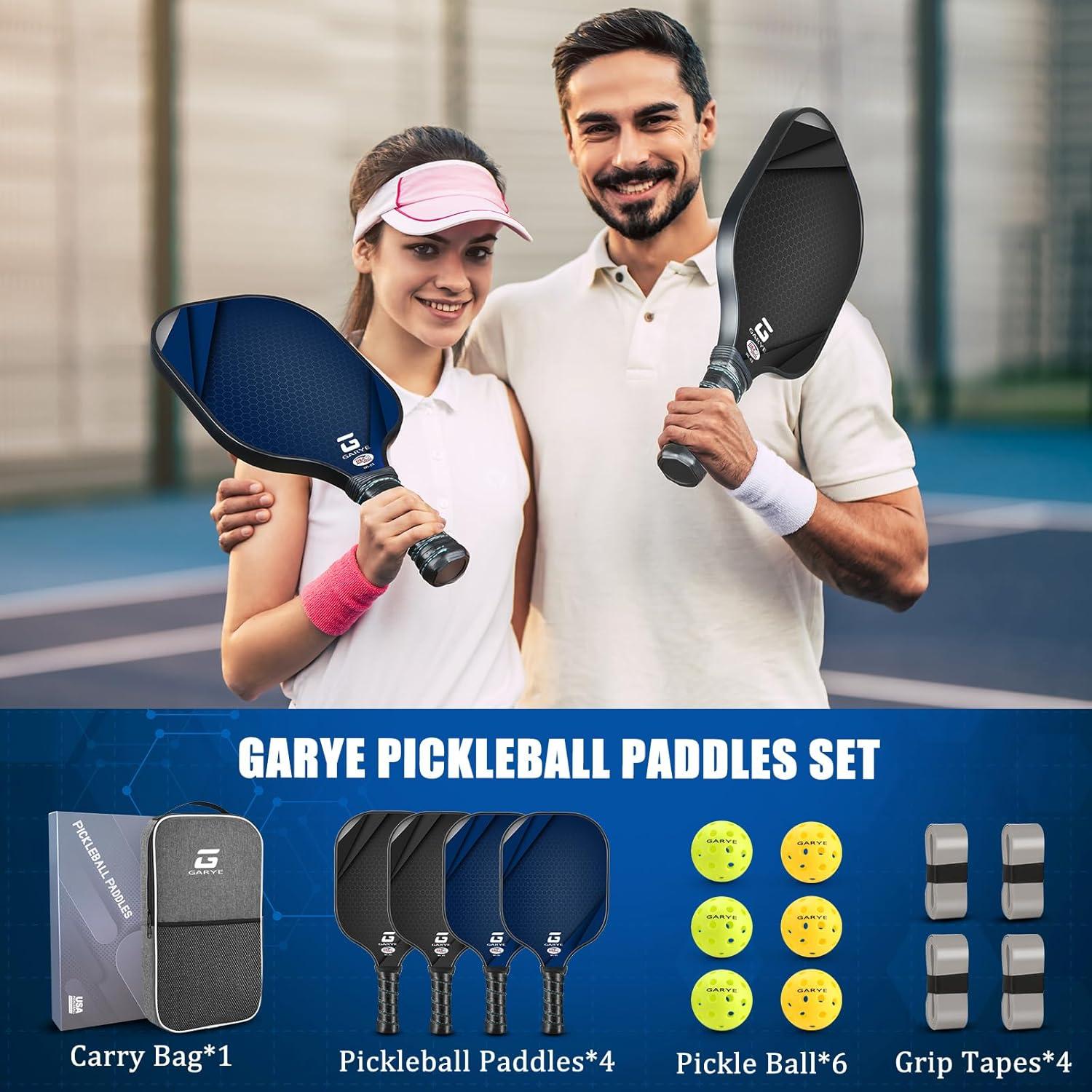 Juego de Palas de Pickleball GARYE WL-01 - 4 Palas y 6 Pelotas