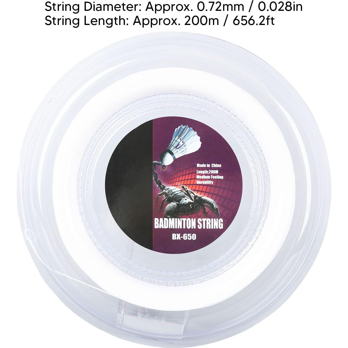 Cuerda de Bádminton Keenso BX650 200m Nylon 0.72mm Blanco