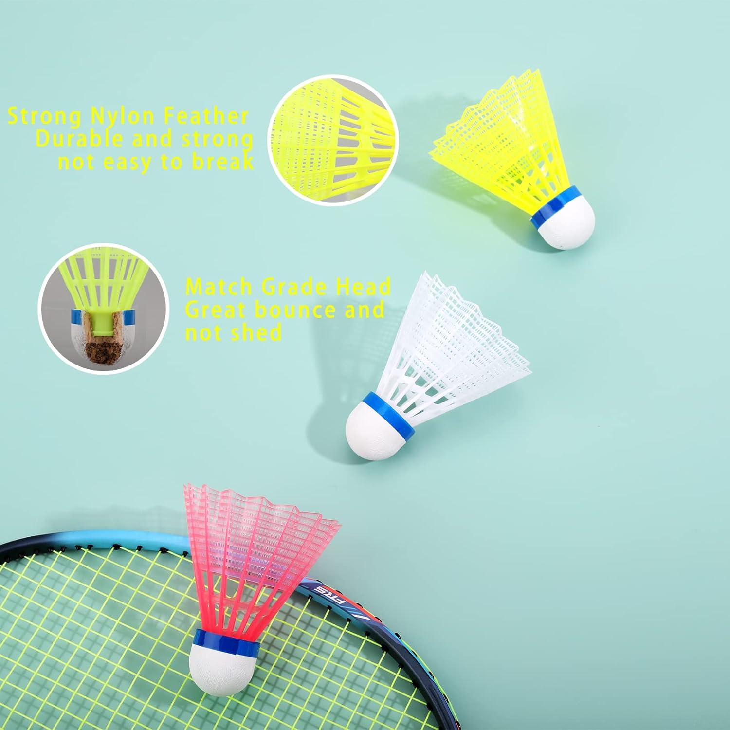 Plumas de bádminton de nylon PULEEBO - Paquete de 24 unidades