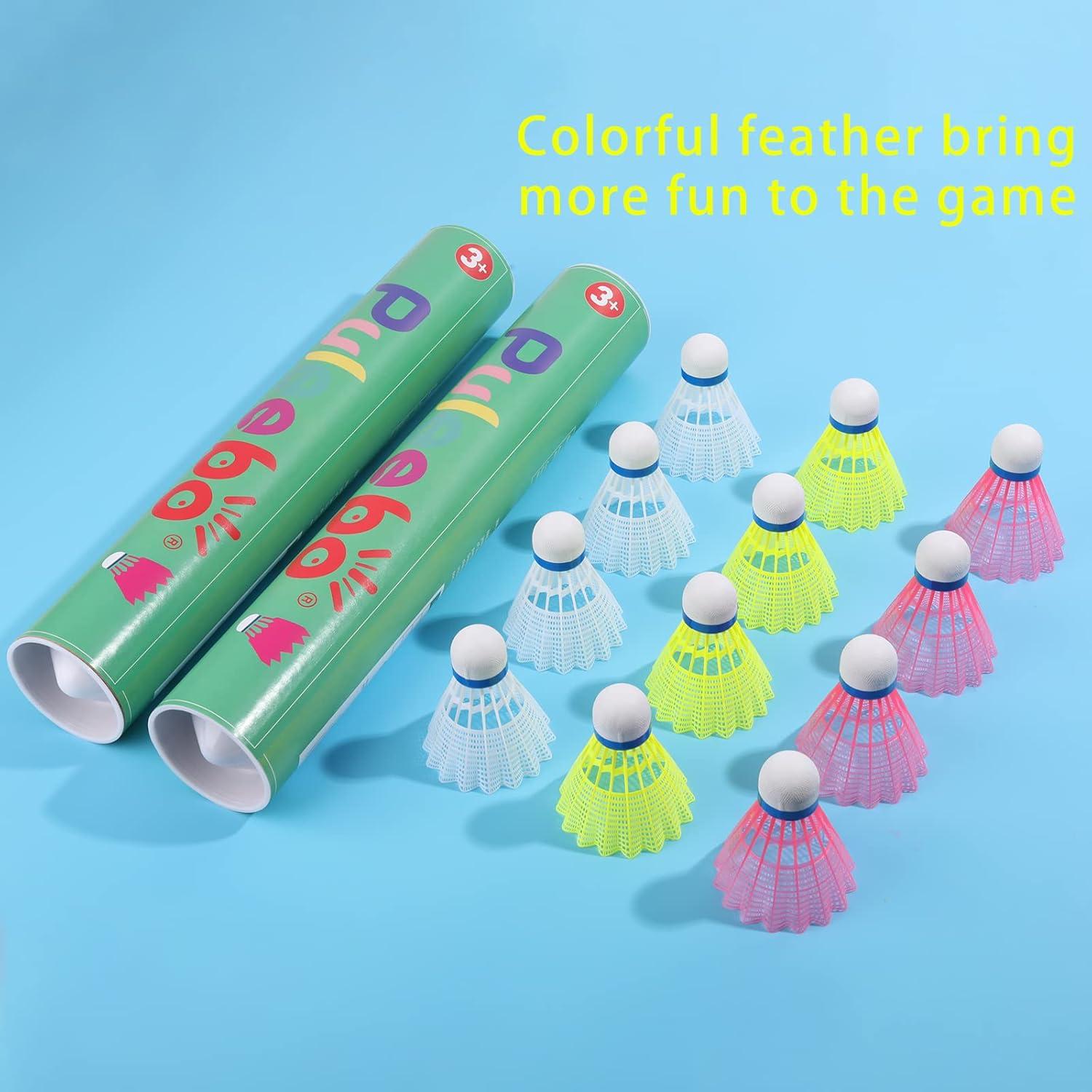 Plumas de bádminton de nylon PULEEBO - Paquete de 24 unidades