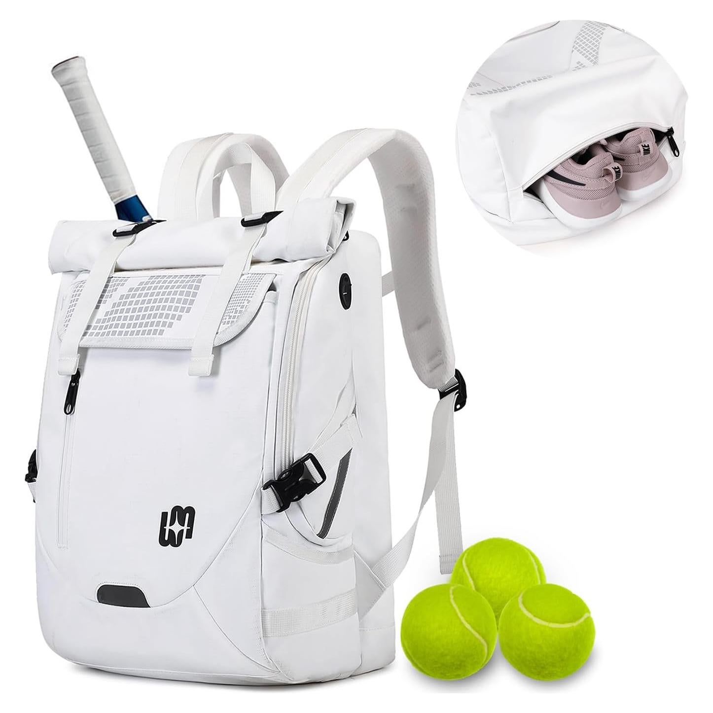 UMGG Tennis Bag Tennis Backpack for Women Men Holds 2 Rackets with Shoe Compartment, Large Pickleball Backpack Hold Tennis Racket, Pickleball Paddles, Badminton Racquet