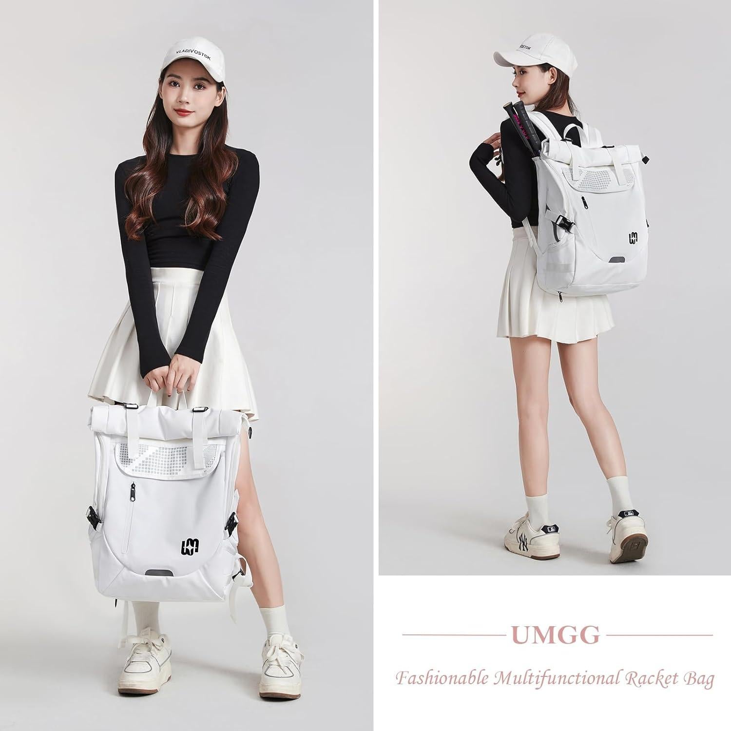 UMGG Tennis Bag Tennis Backpack for Women Men Holds 2 Rackets with Shoe Compartment, Large Pickleball Backpack Hold Tennis Racket, Pickleball Paddles, Badminton Racquet