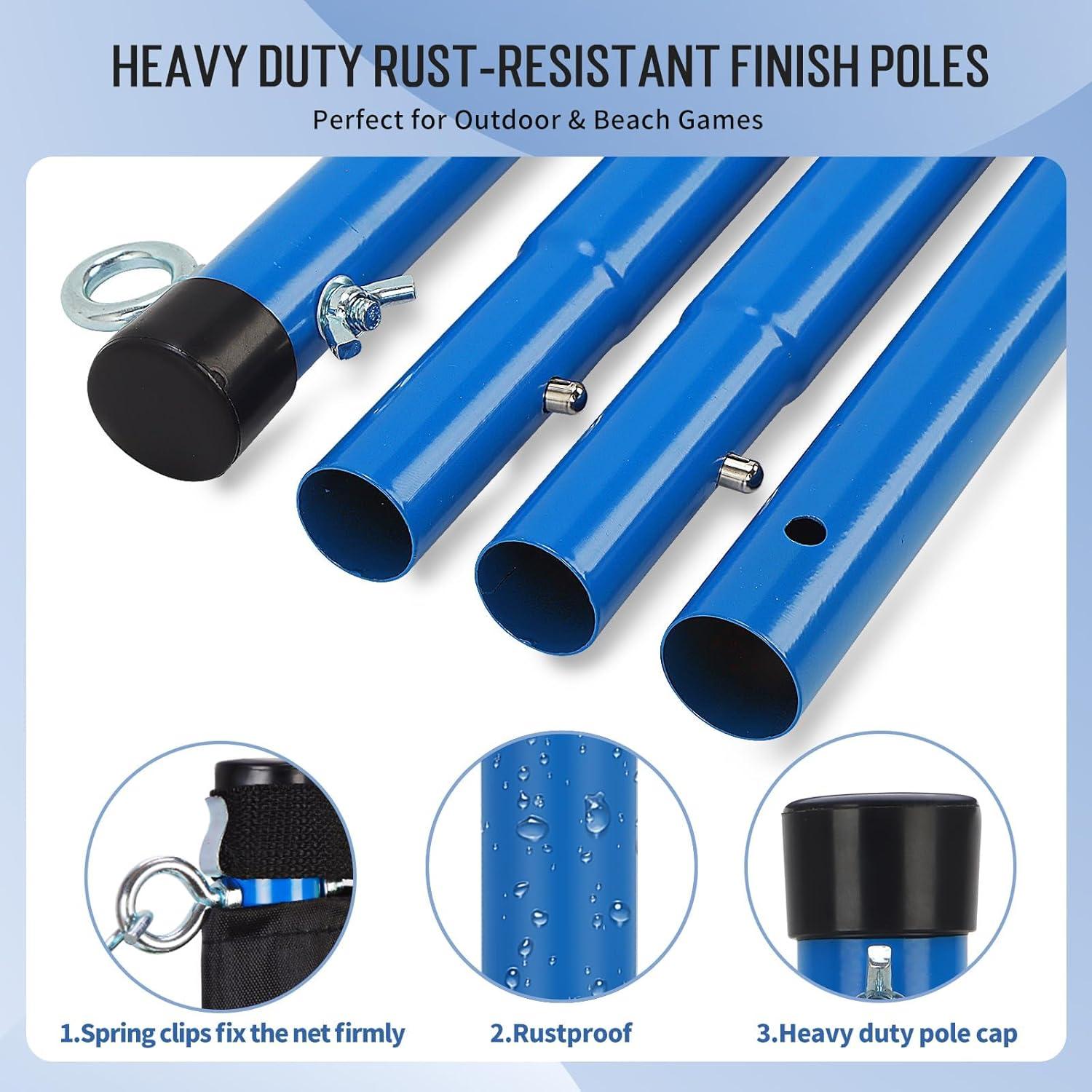 Conjunto Portátil Voleibol y Bádminton Olybeaka 2 Redes 6.1m y 9.8m