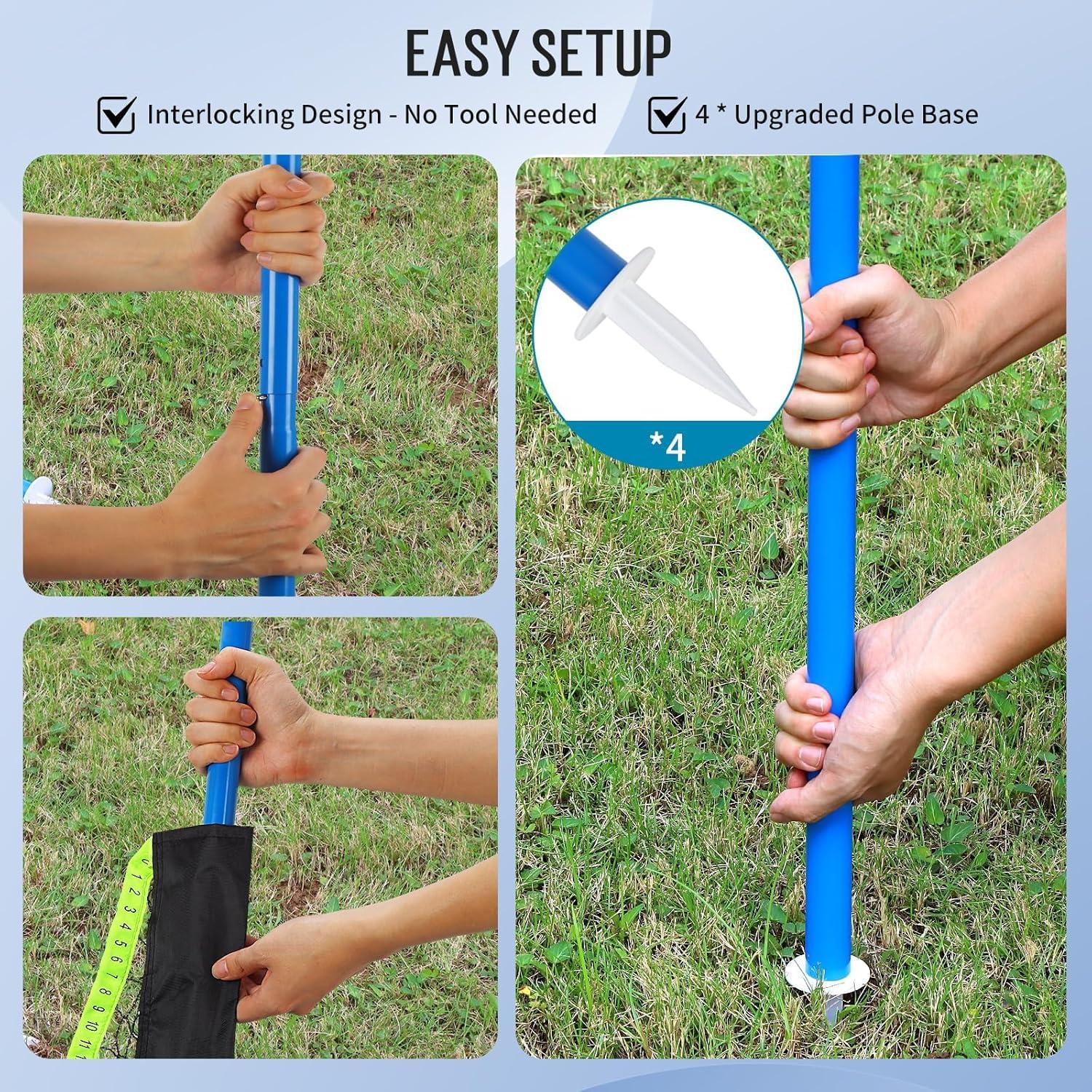 Conjunto Portátil Voleibol y Bádminton Olybeaka 2 Redes 6.1m y 9.8m