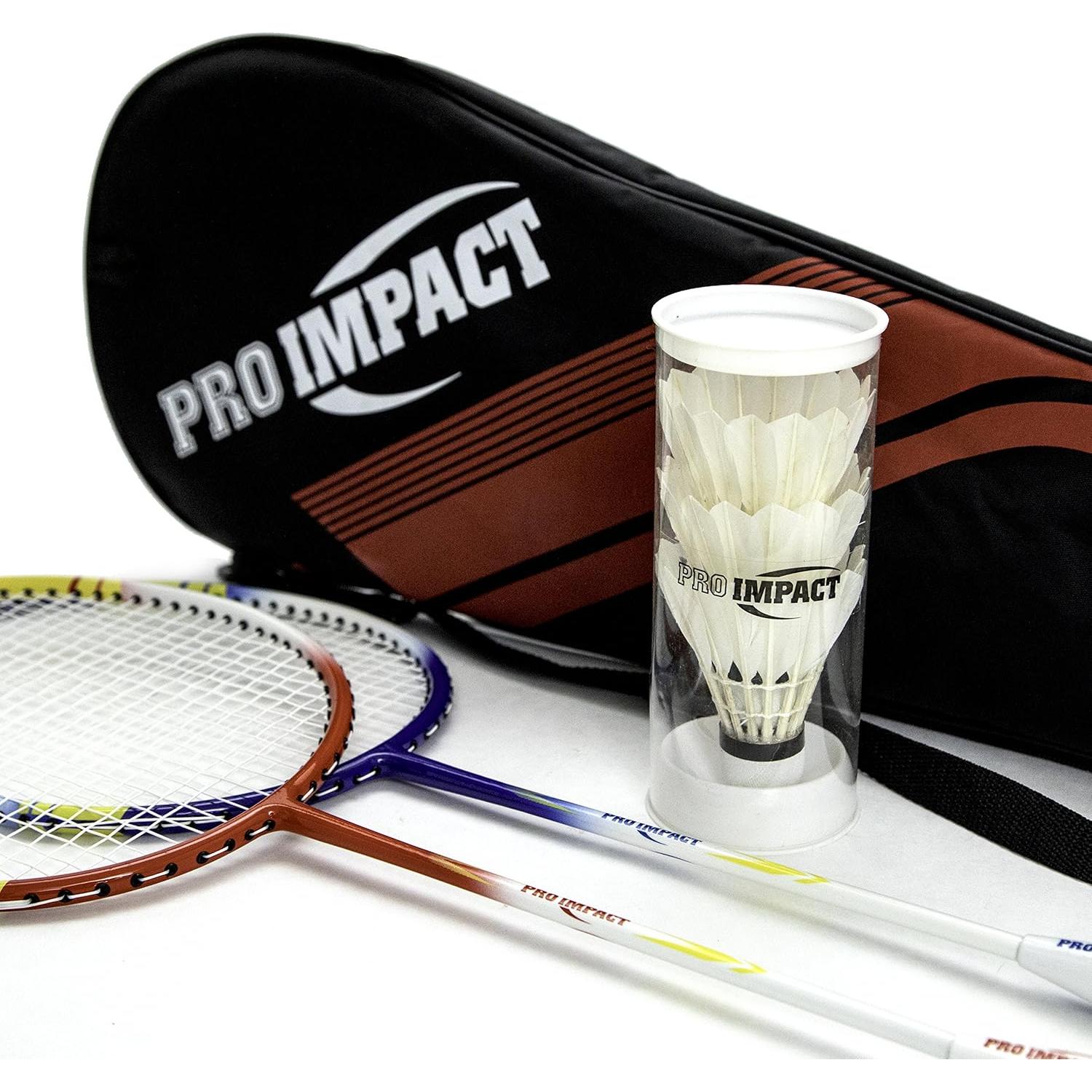 Conjunto de Bádminton Pro Impact - 2 Raquetas y 3 Volantes