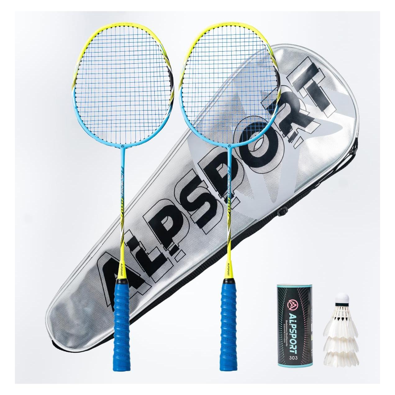Set de 2 Raquetas de Bádminton ALPSPORT Poder Grafito 4U