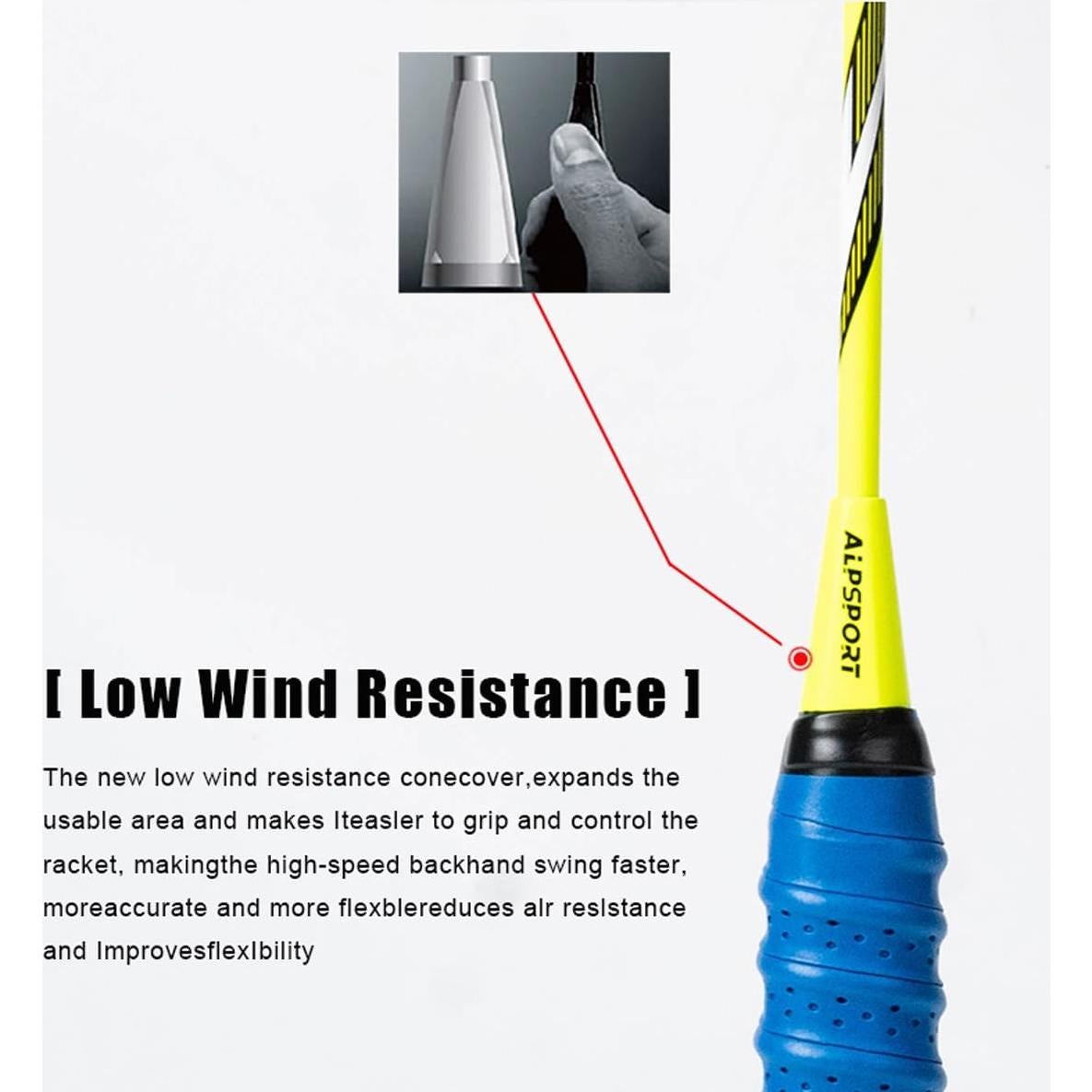 Set de 2 Raquetas de Bádminton ALPSPORT Poder Grafito 4U