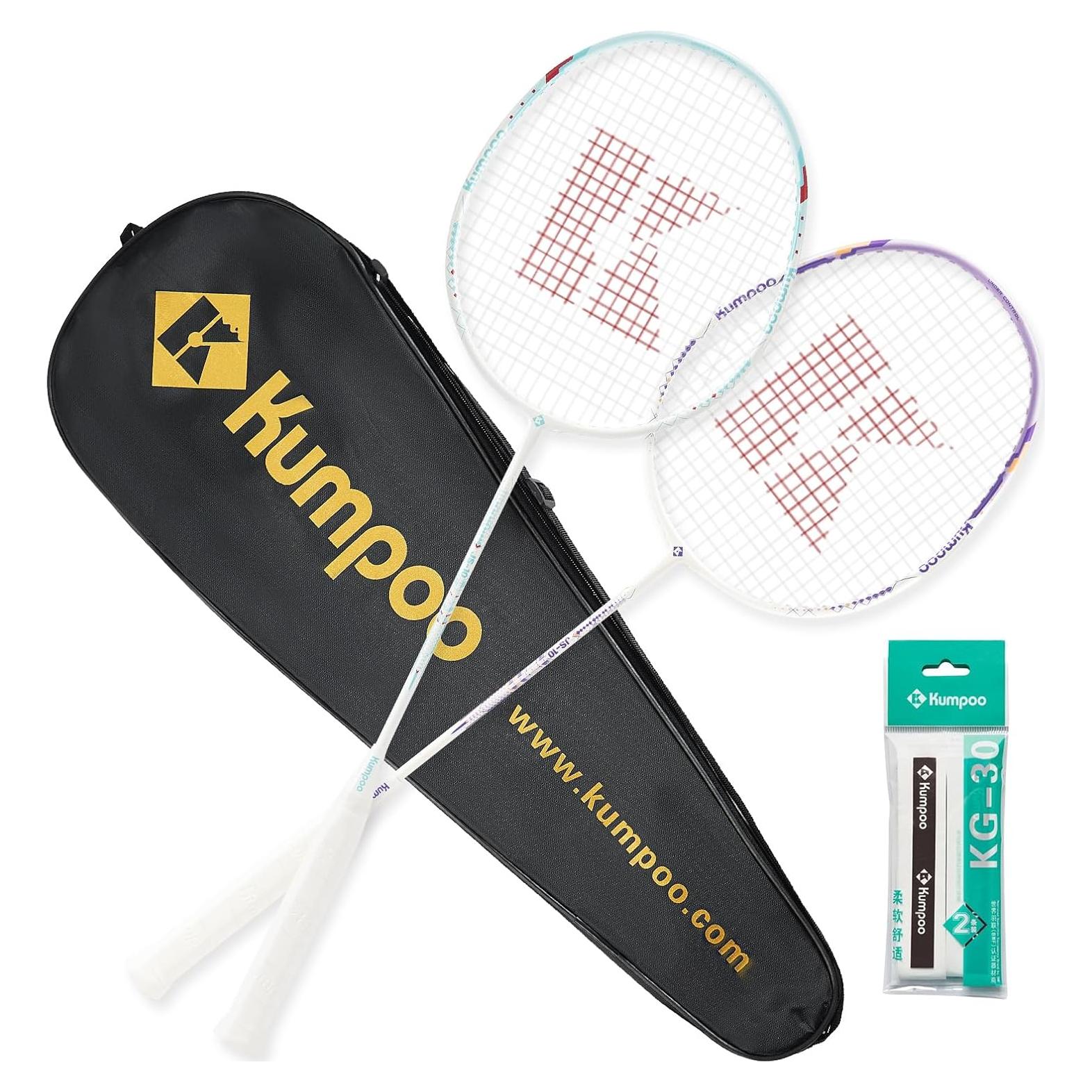 Juego de bádminton KUMPOO con 2 raquetas de carbono y bolsa