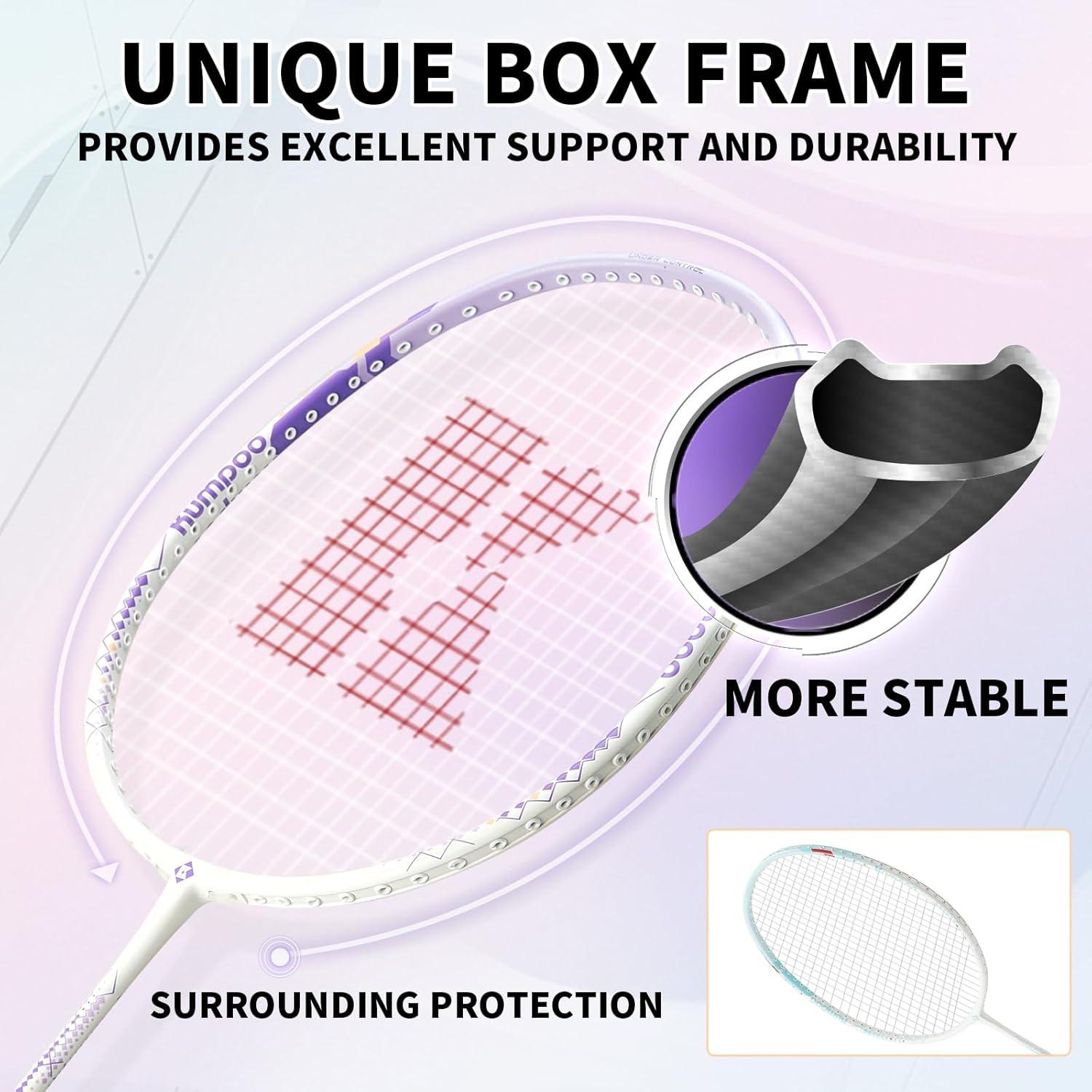 Juego de bádminton KUMPOO con 2 raquetas de carbono y bolsa