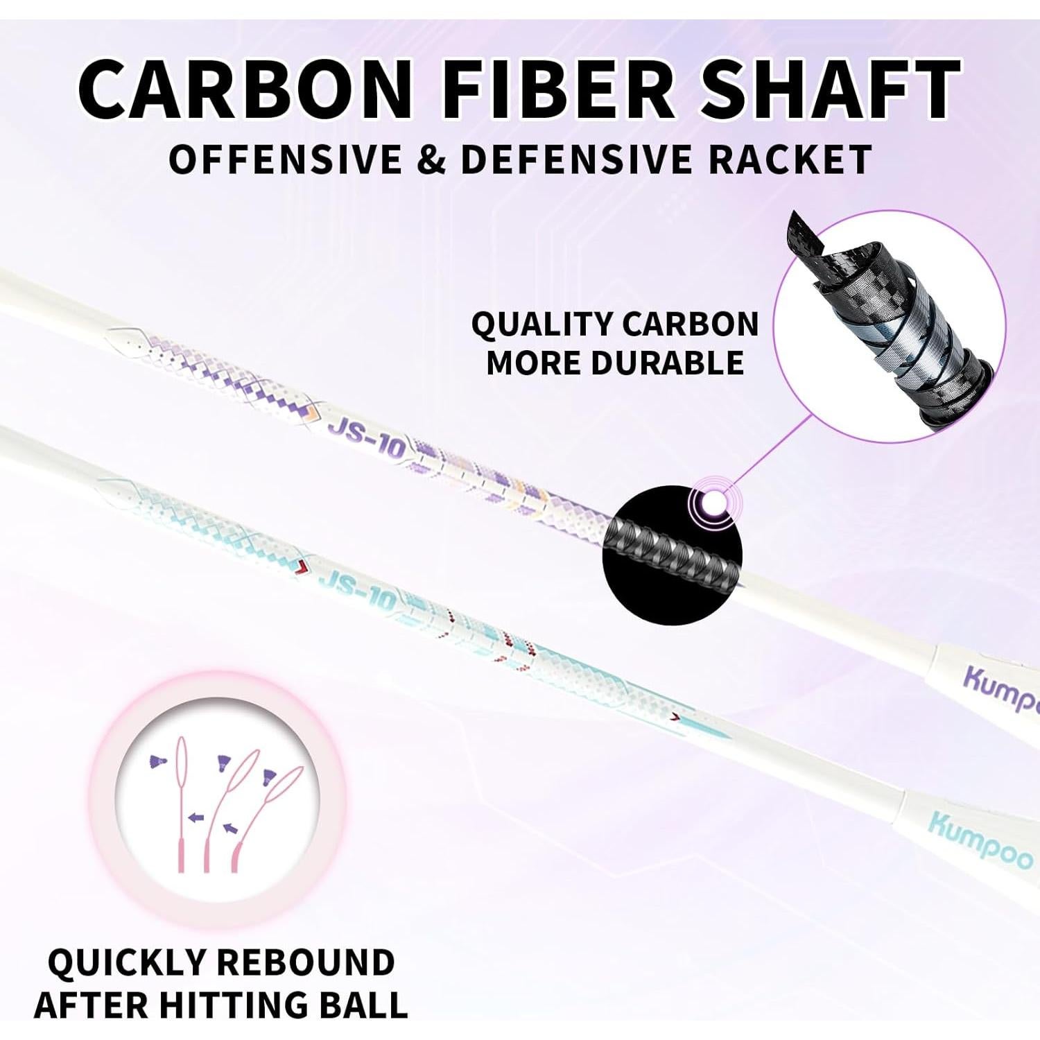 Juego de bádminton KUMPOO con 2 raquetas de carbono y bolsa