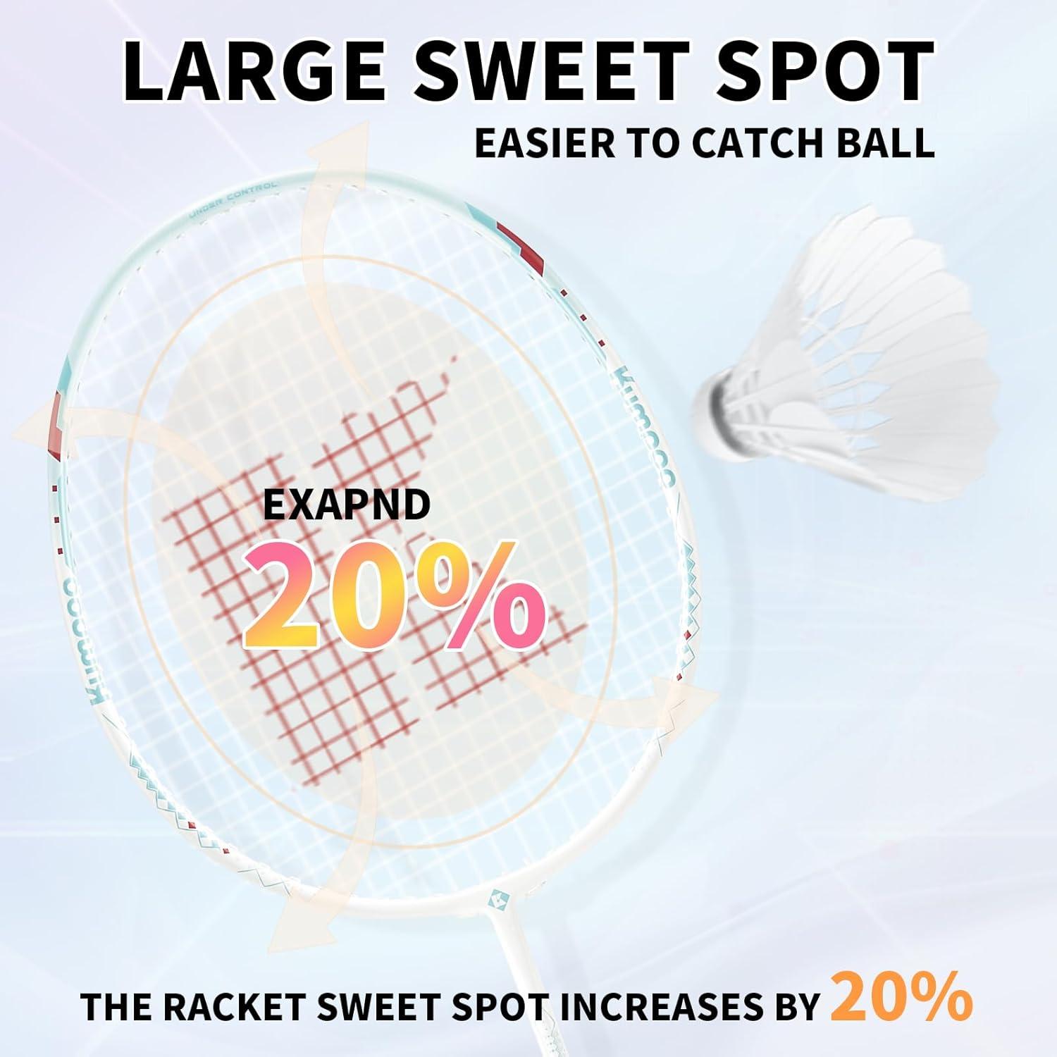 Juego de bádminton KUMPOO con 2 raquetas de carbono y bolsa