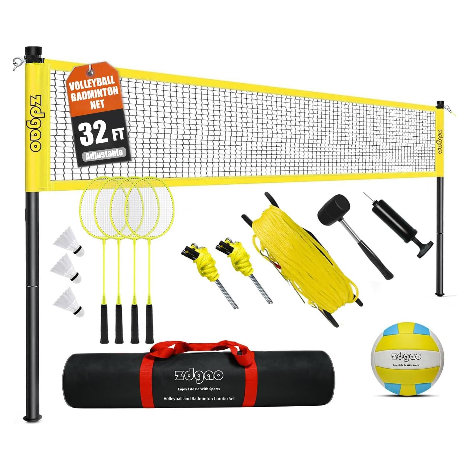 Conjunto de Voleibol y Badminton Zdgao - Red Ajustable 9.75m