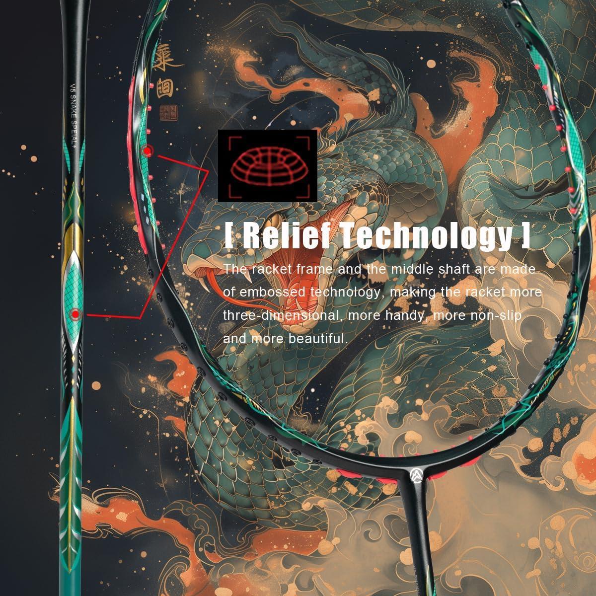 Raqueta de Bádminton ALPSPORT V5 Escala Serpiente 75g