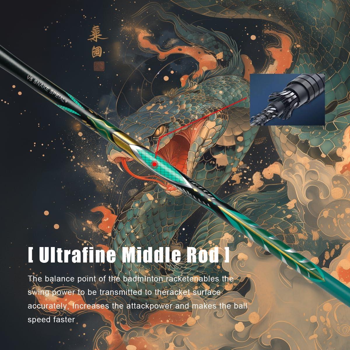 Raqueta de Bádminton ALPSPORT V5 Escala Serpiente 75g