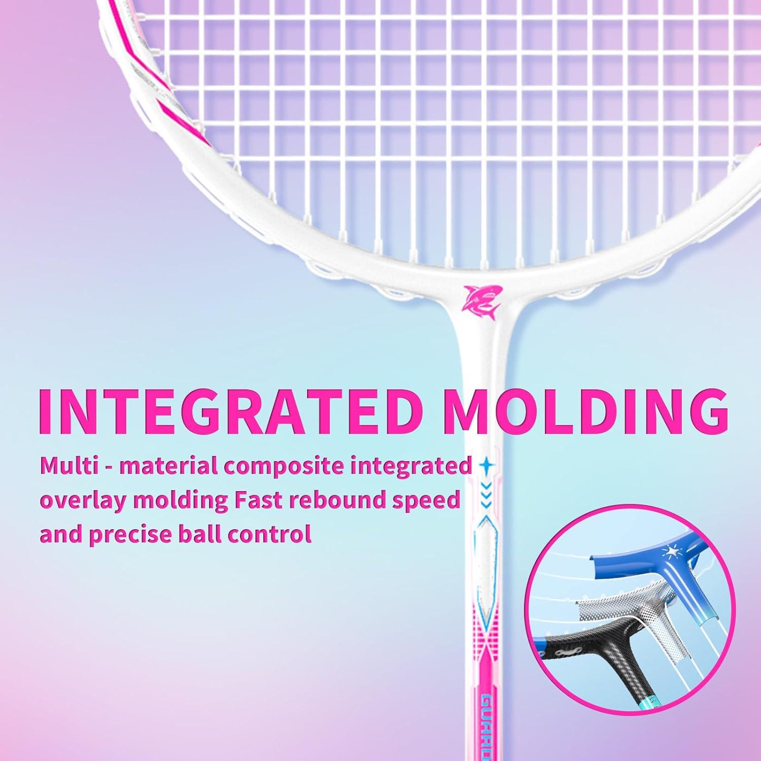 Juego de Raquetas de Bádminton MBFISH 2 Raquetas Fibra Carbono