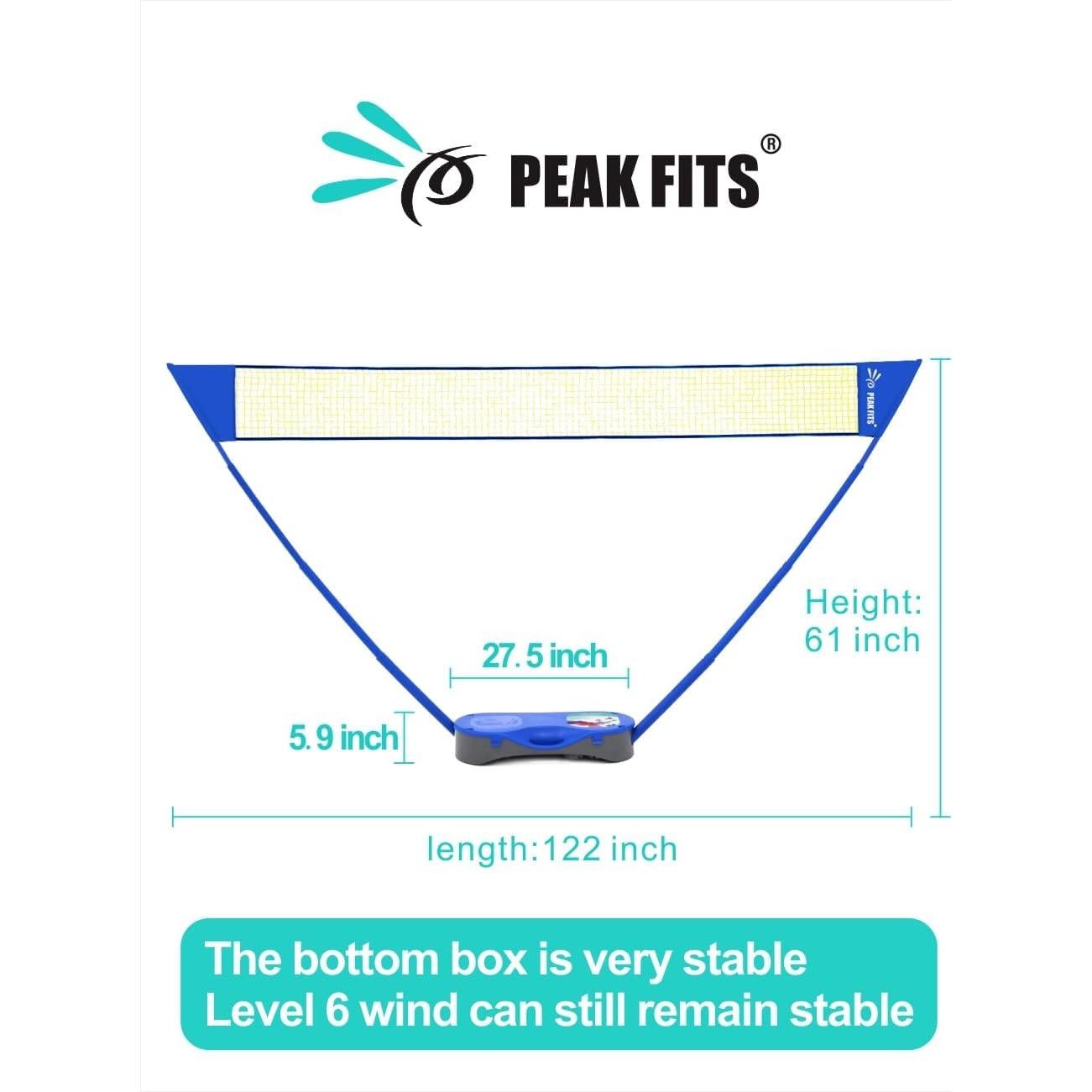 Juego Completo de Bádminton Peak Fits - Red Portátil 3.05x1.52m