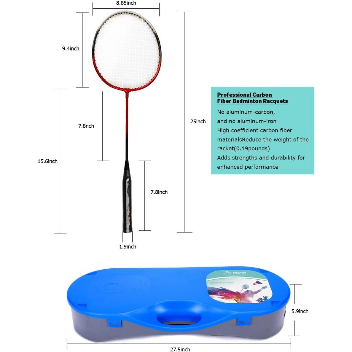 Juego Completo de Bádminton Peak Fits - Red Portátil 3.05x1.52m