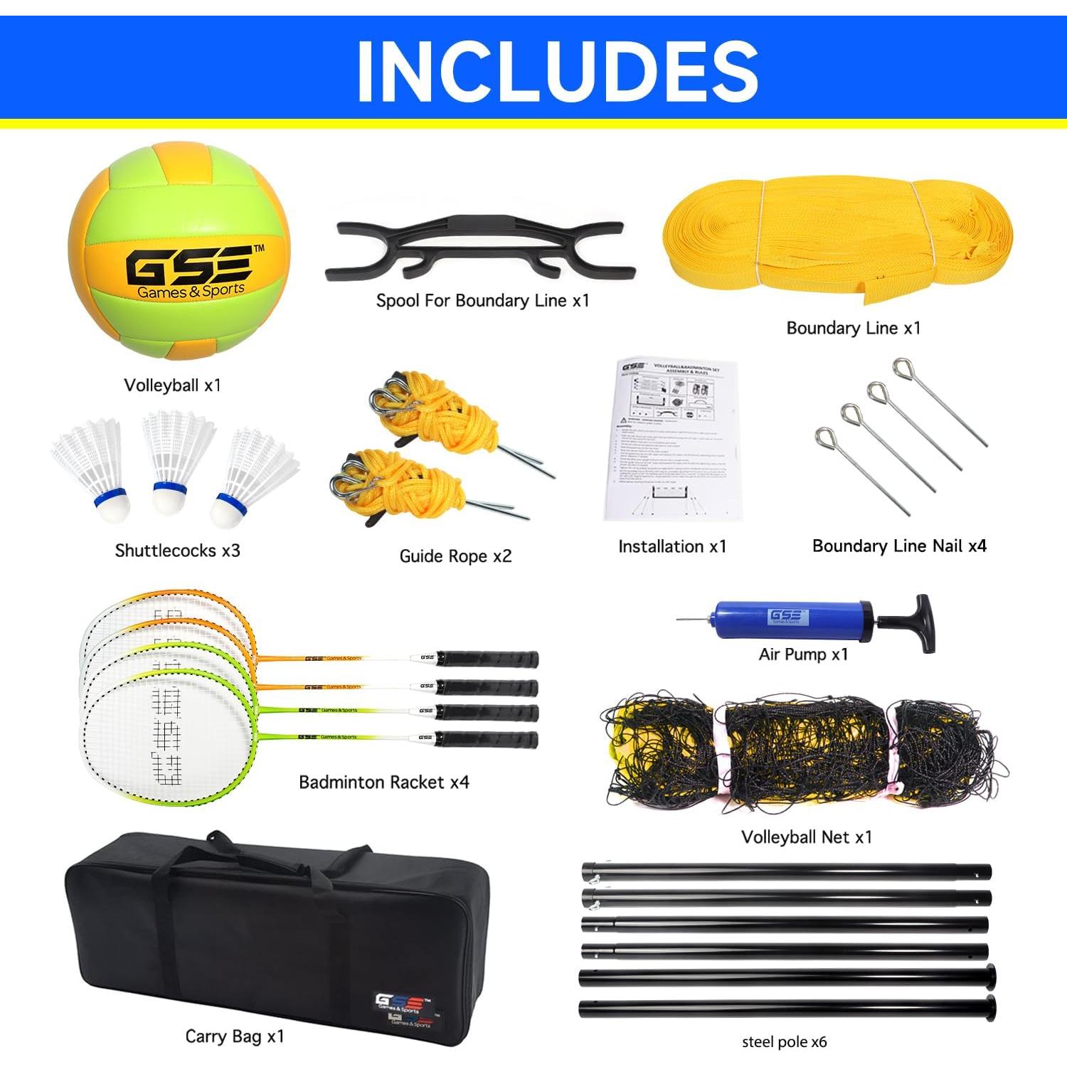 Conjunto Profesional de Voleibol y Bádminton GSE - 2 en 1