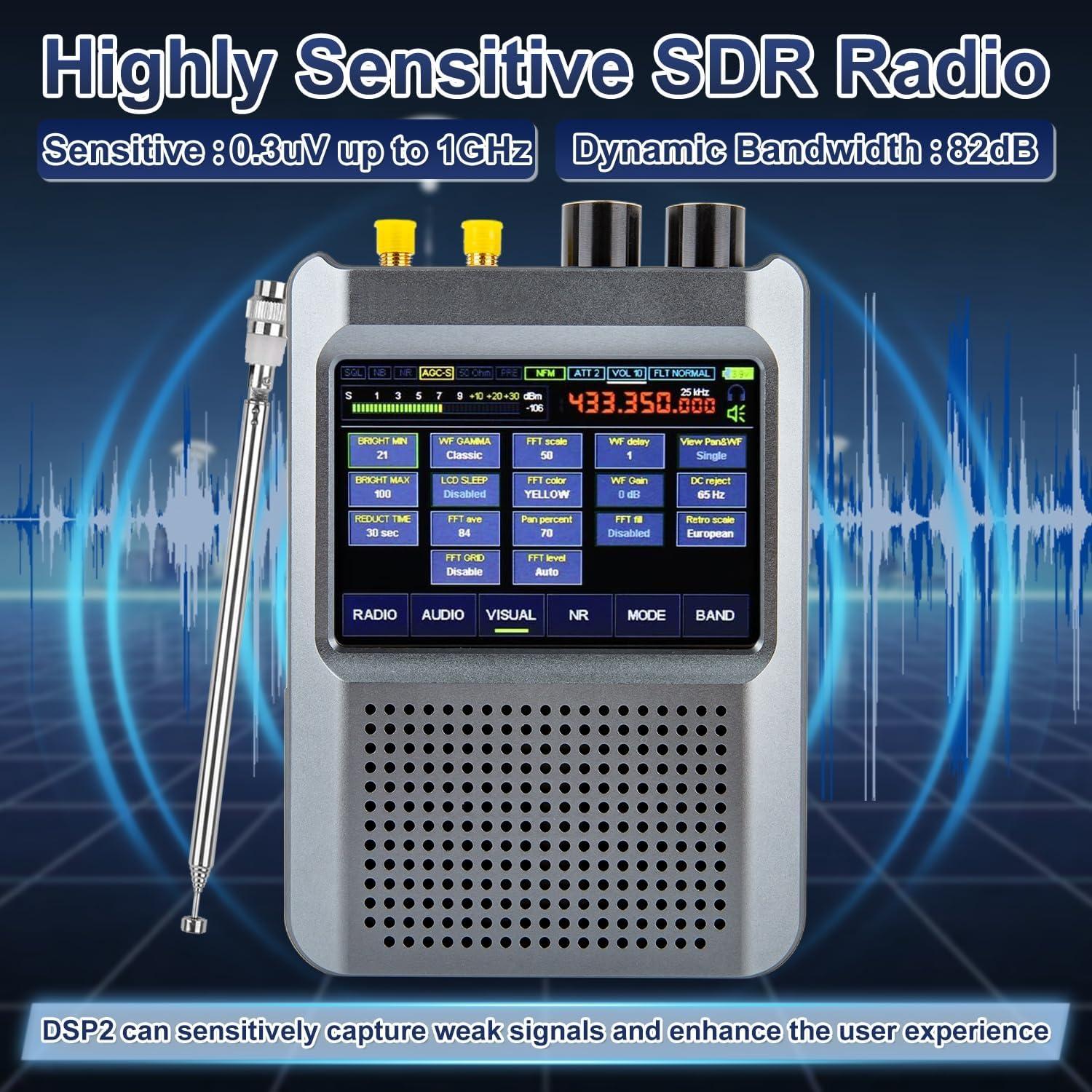 Receptor SDR Malachite DSP2 Portátil 10kHz-2GHz 5000mAh